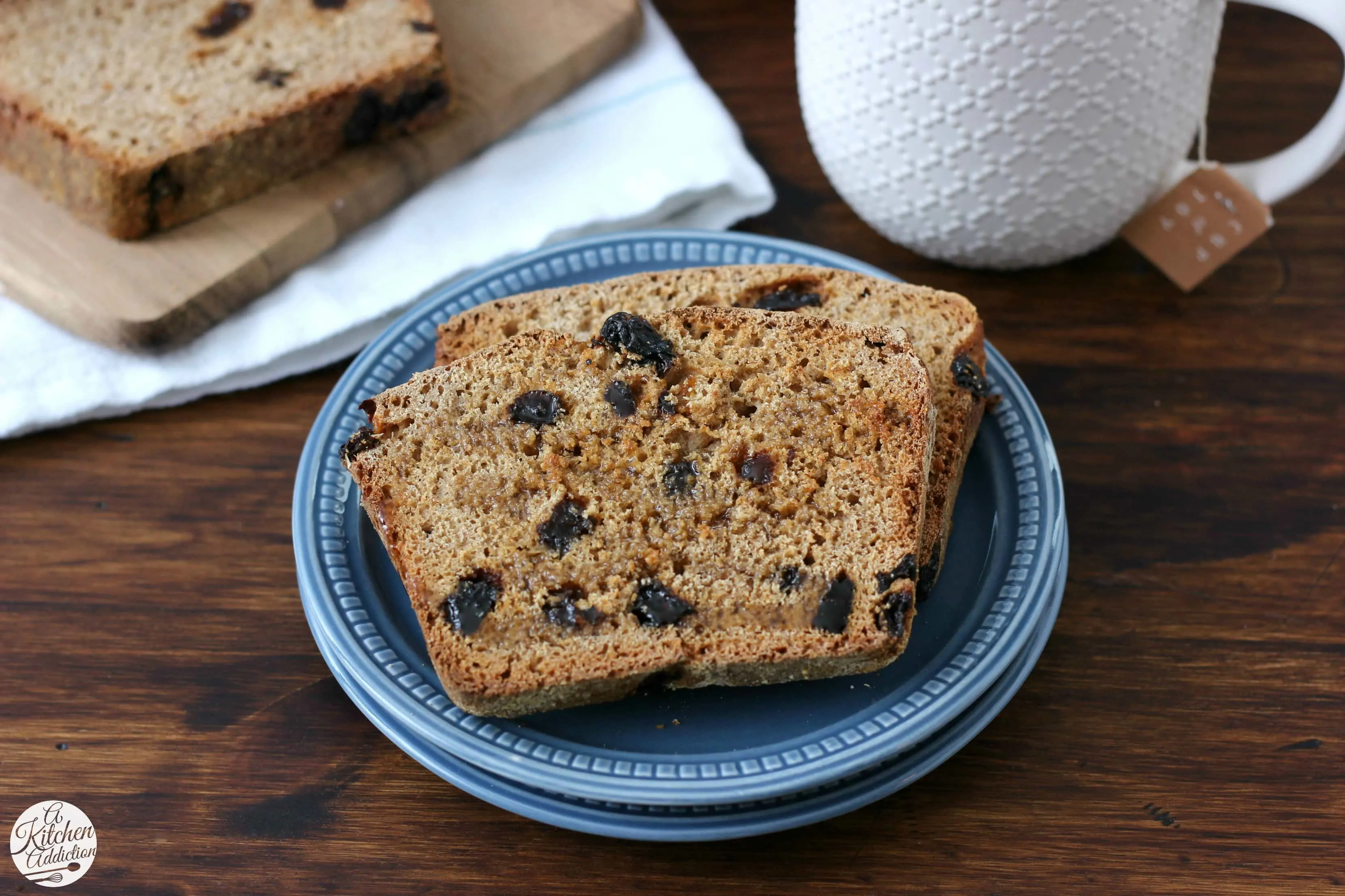 Easy Cinnamon Raisin Honey Wheat English Muffin Bread Recipe from A Kitchen Addiction