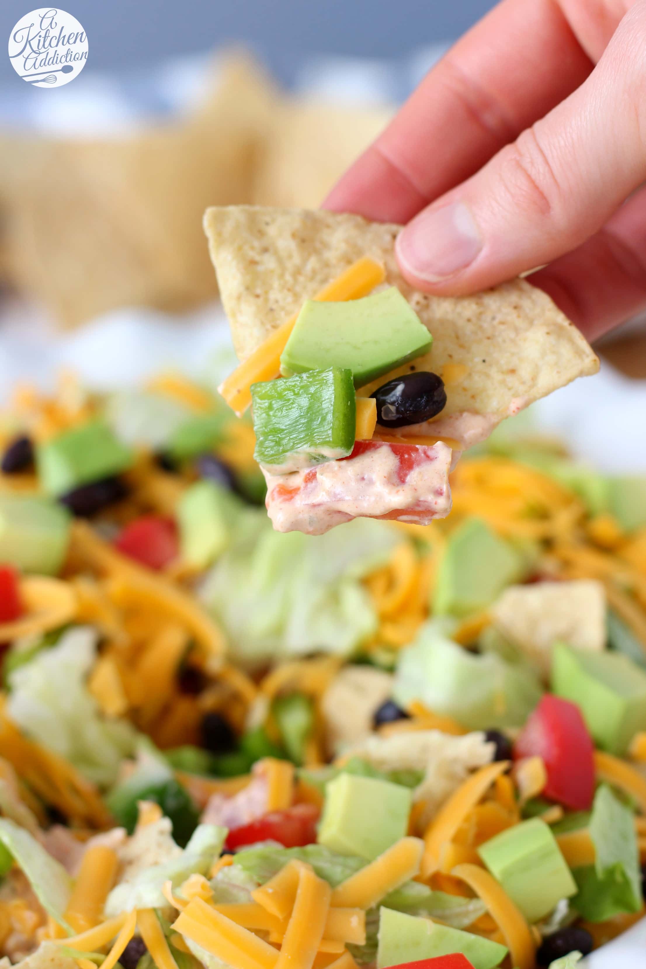 Lightened Up Ranch Taco Dip Recipe from A Kitchen Addiction