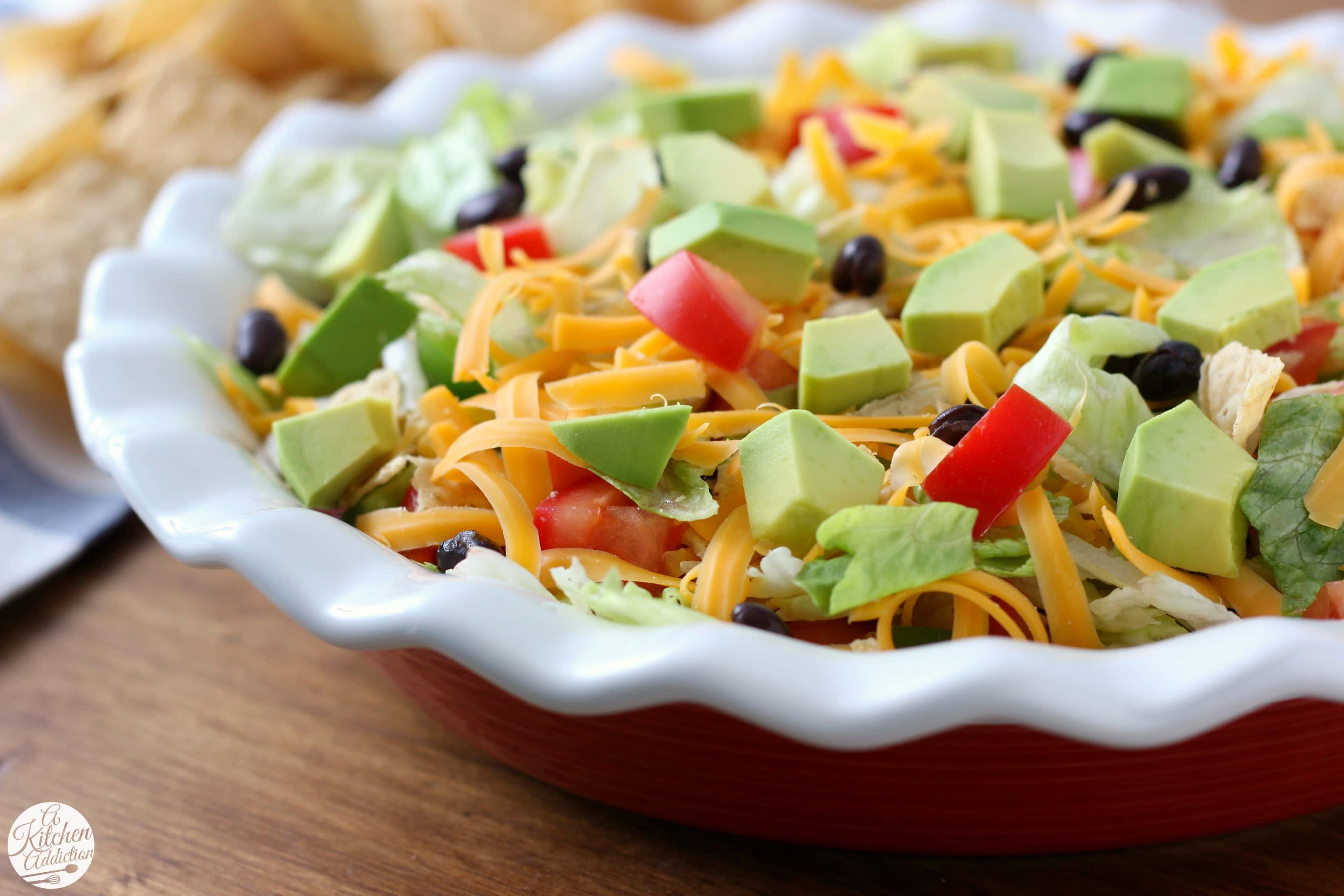 Lightened Up Ranch Taco Dip Recipe from A Kitchen Addiction