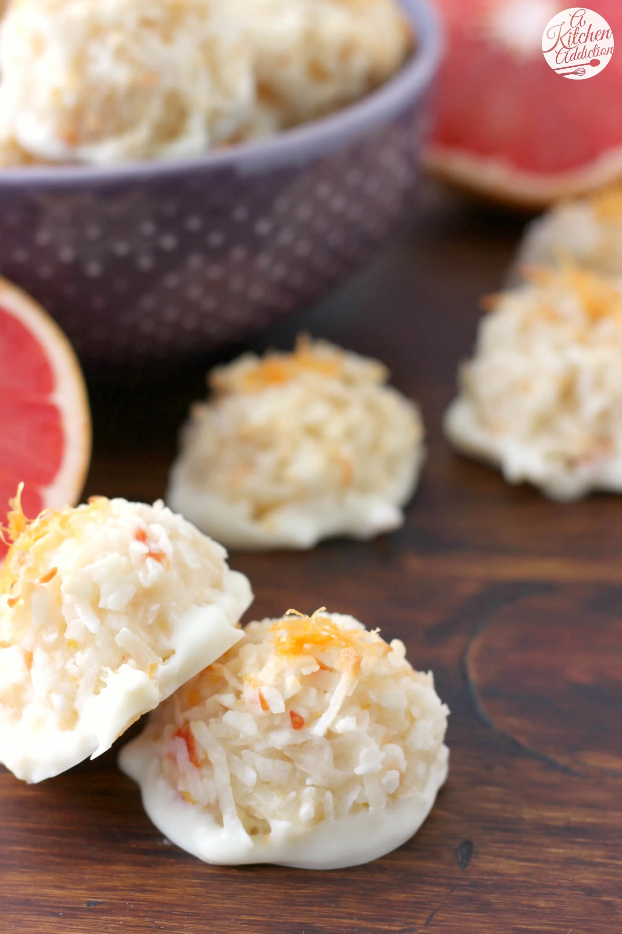 Coconut Grapefruit Macaroons Recipe from A Kitchen Addiction