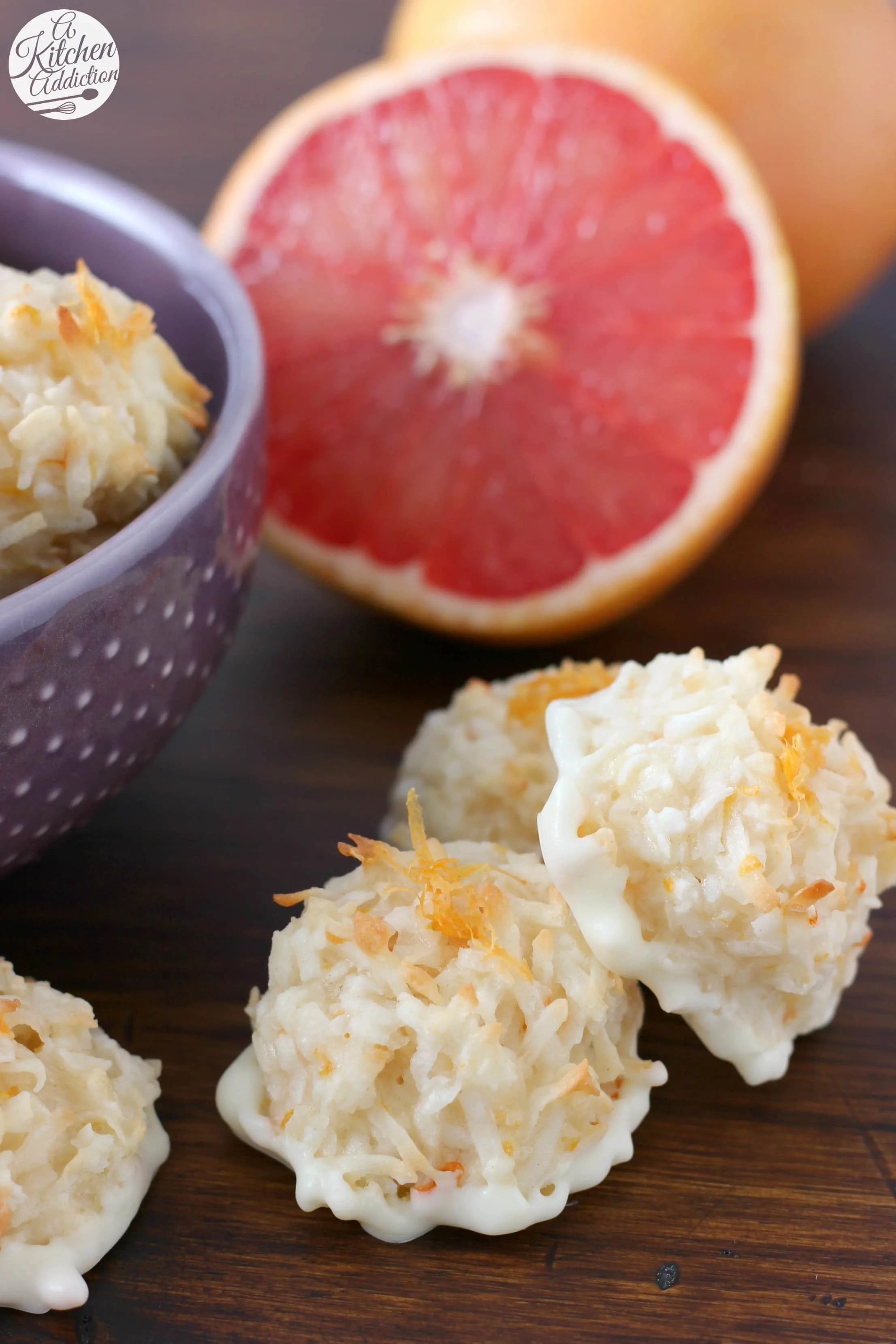 Easy Coconut Grapefruit Macaroons Recipe from A Kitchen Addiction