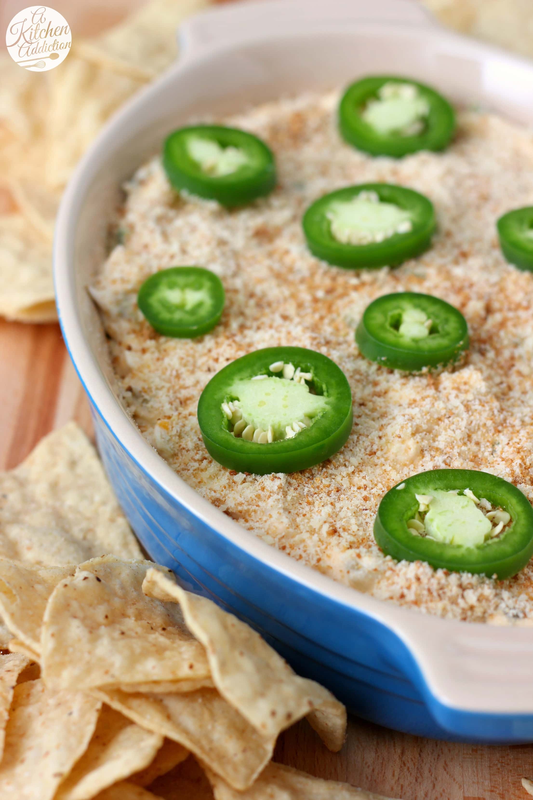 Easy Slow Cooker Jalapeno Popper Chicken Dip Recipe from A Kitchen Addiction