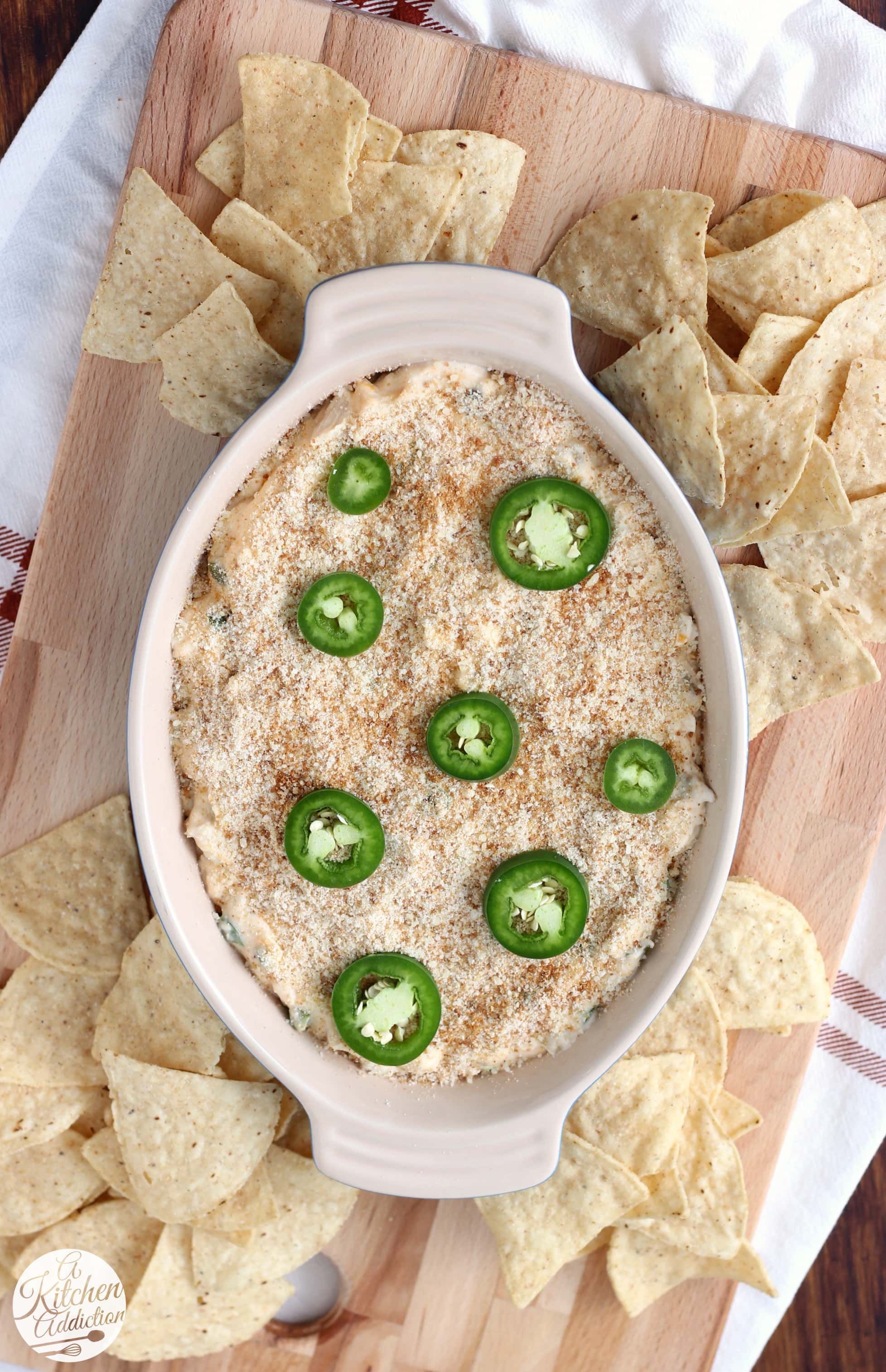 Easy Slow Cooker Jalapeno Popper Chicken Dip Recipe from A Kitchen Addiction