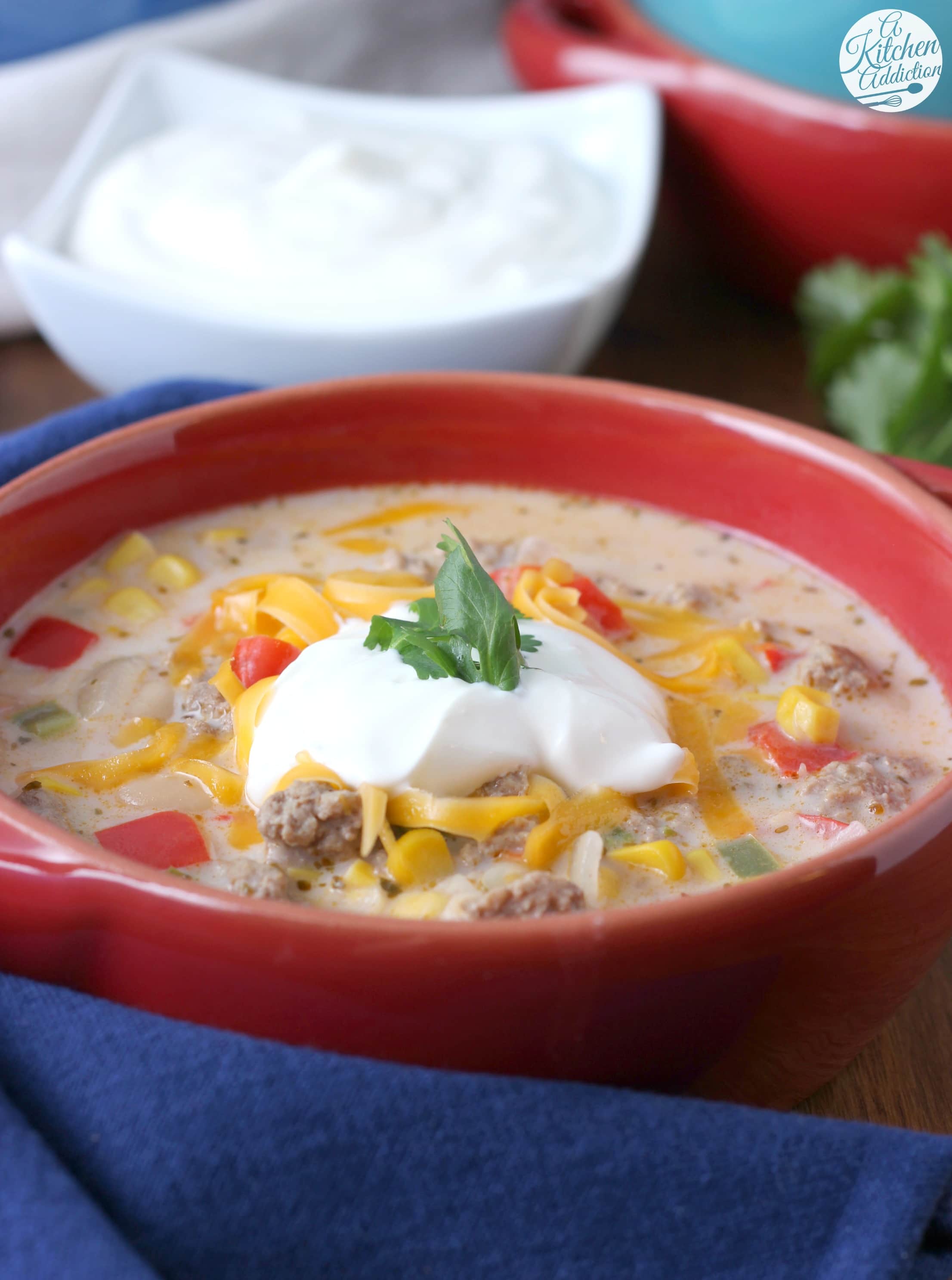Quick and Easy Loaded White Turkey Chili Recipe from A Kitchen Addiction