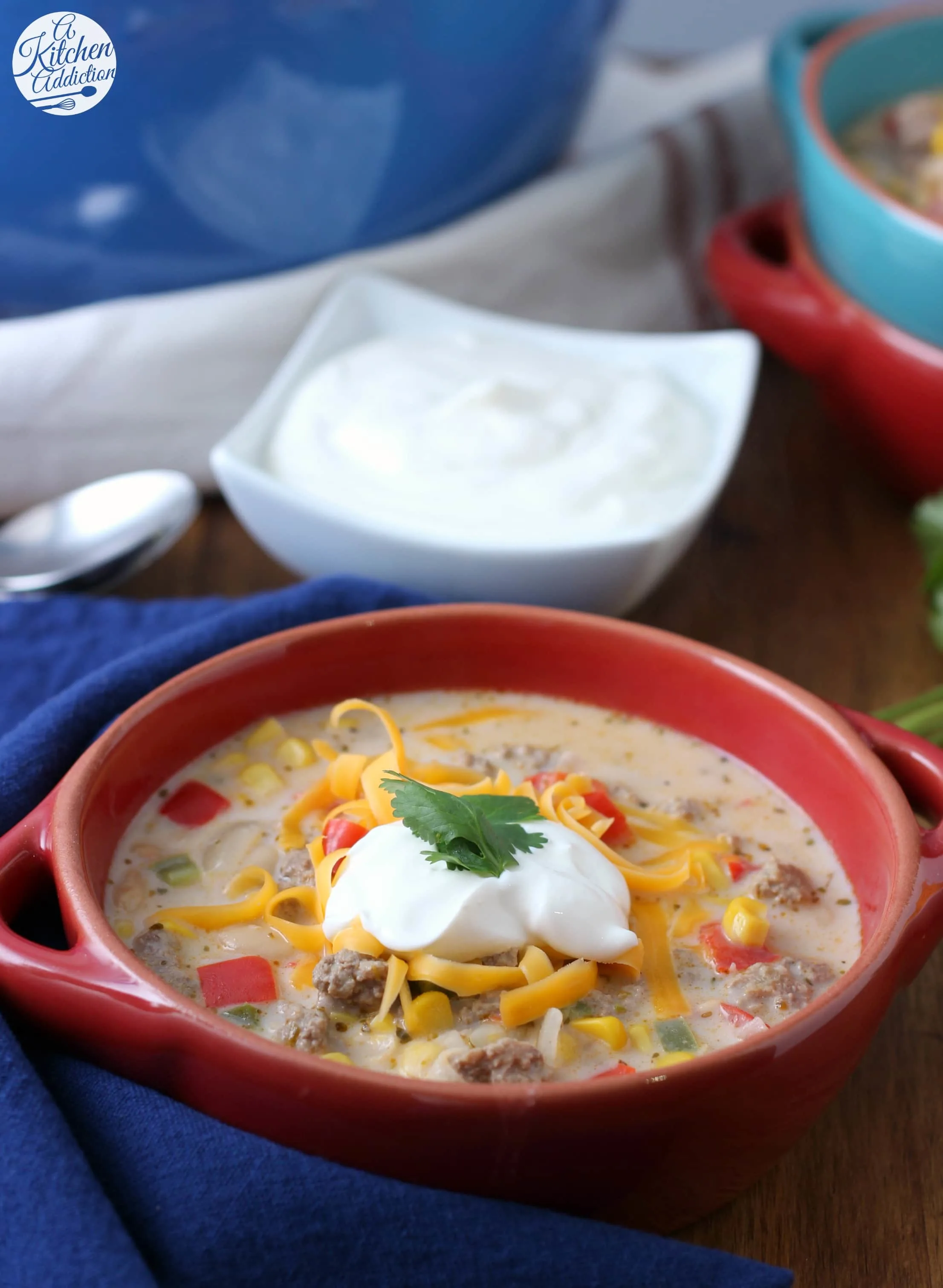 Easy Loaded White Turkey Chili Recipe from A Kitchen Addiction