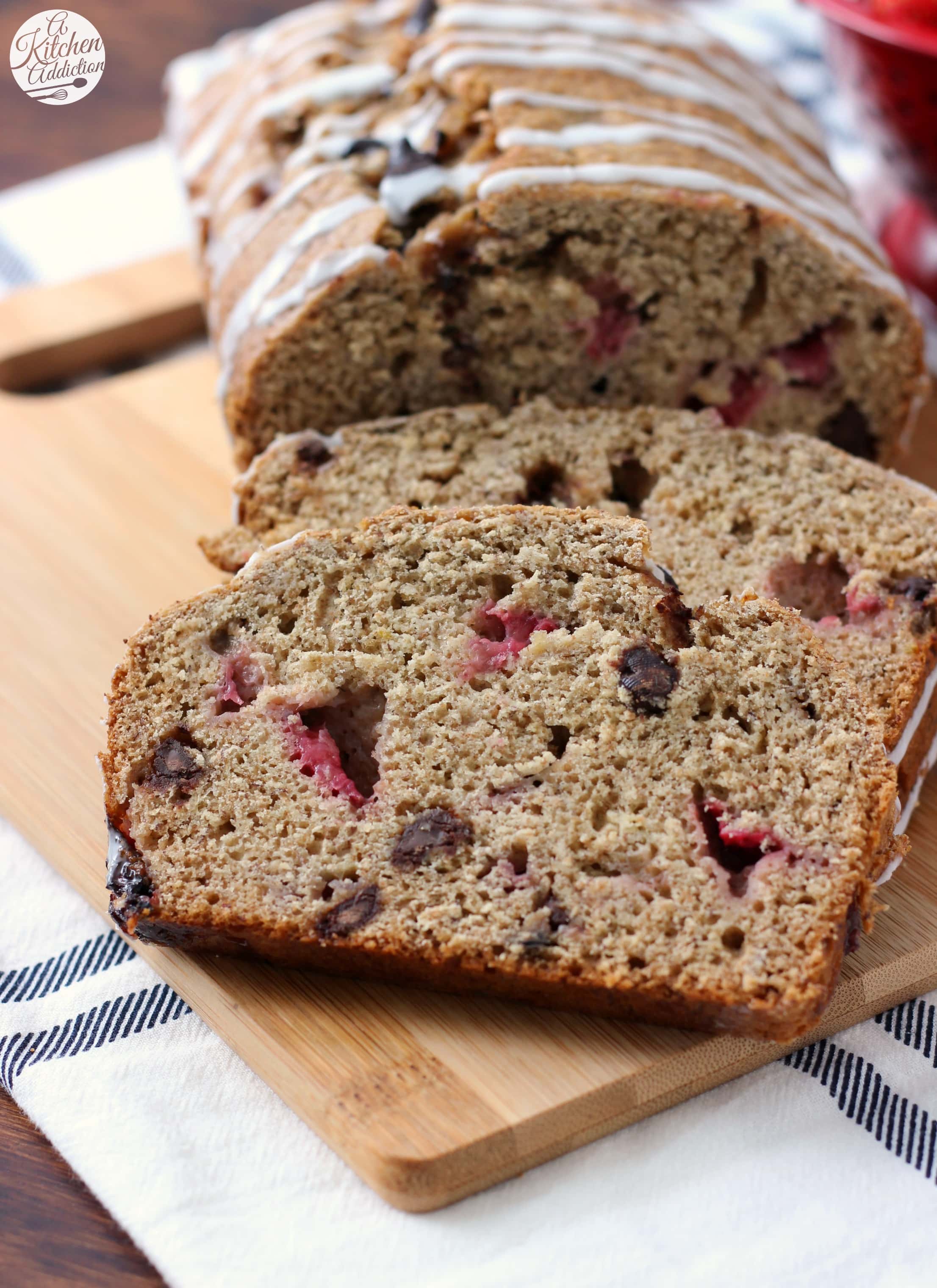 Easy Strawberry Chocolate Chip Graham Banana Bread Recipe from A Kitchen Addiction