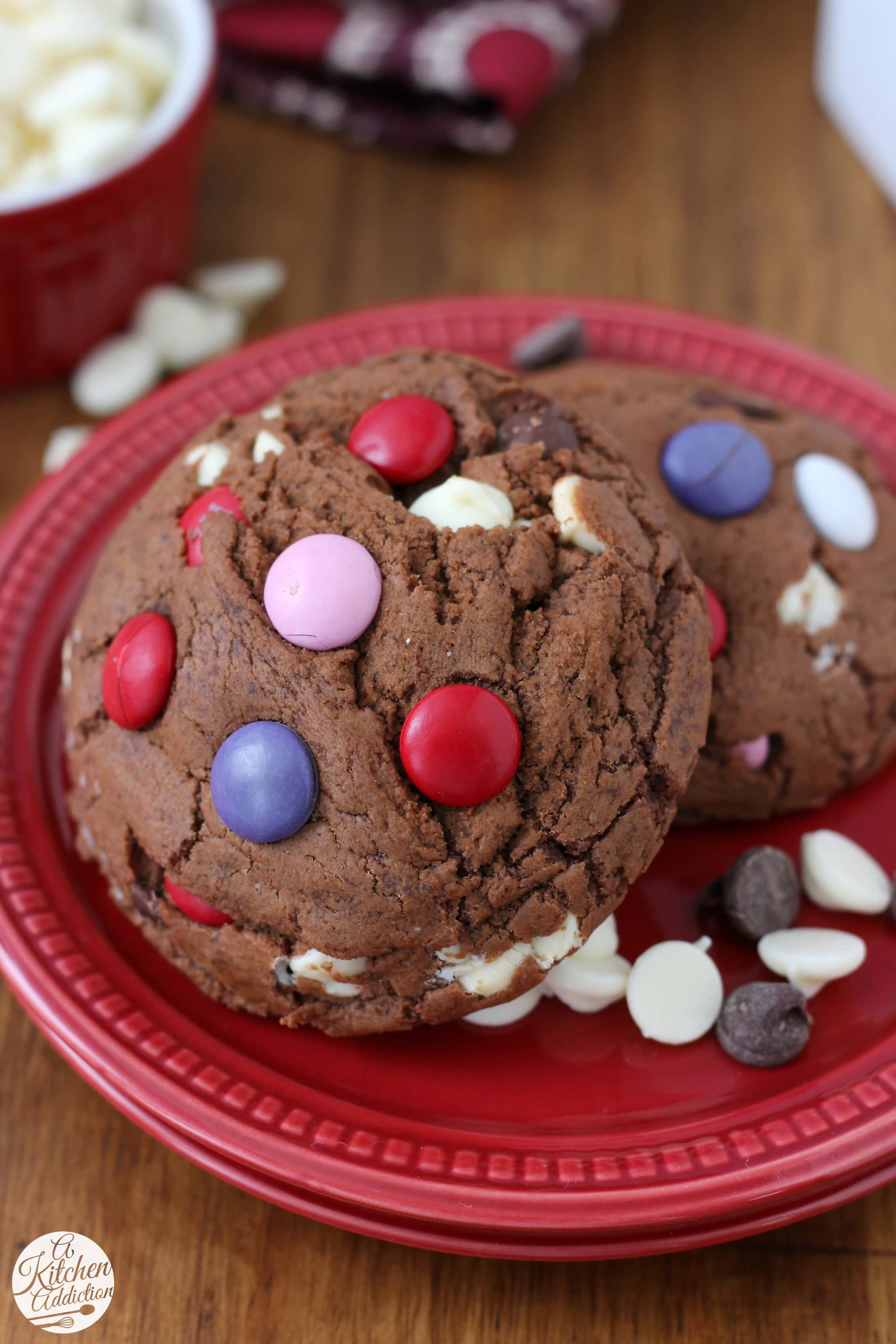 Soft and Thick Triple Chocolate Fudge Cookies Recipe from A Kitchen Addiction