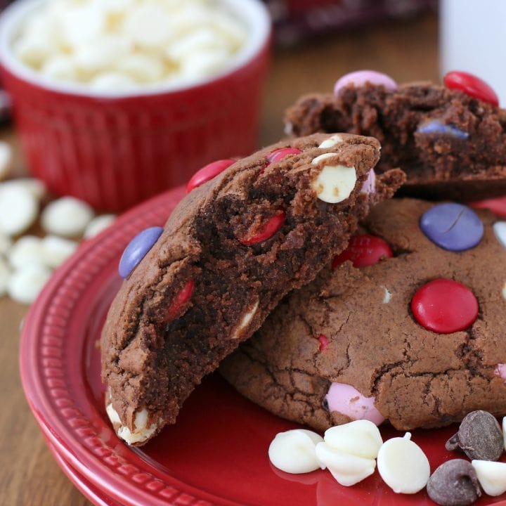 Giant Triple Chocolate Fudge Cookies Recipe from A Kitchen Addiction