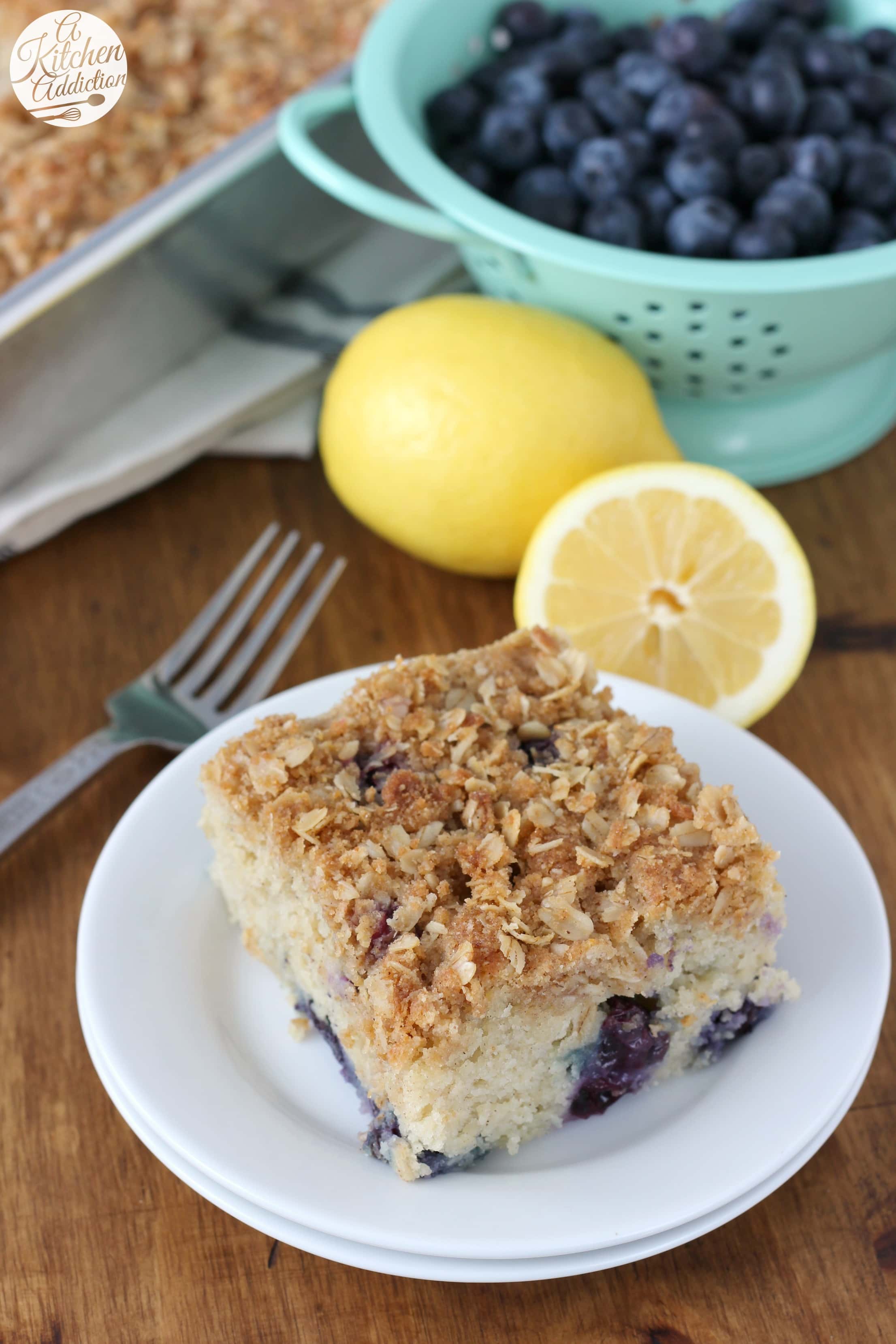 Gluten Free Blueberry Lemon Coffee Cake Recipe from A Kitchen Addiction