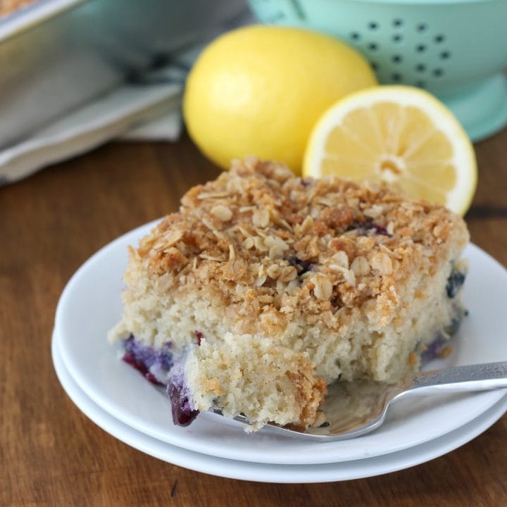 Gluten Free Blueberry Lemon Coffee Cake Recipe from A Kitchen Addiction