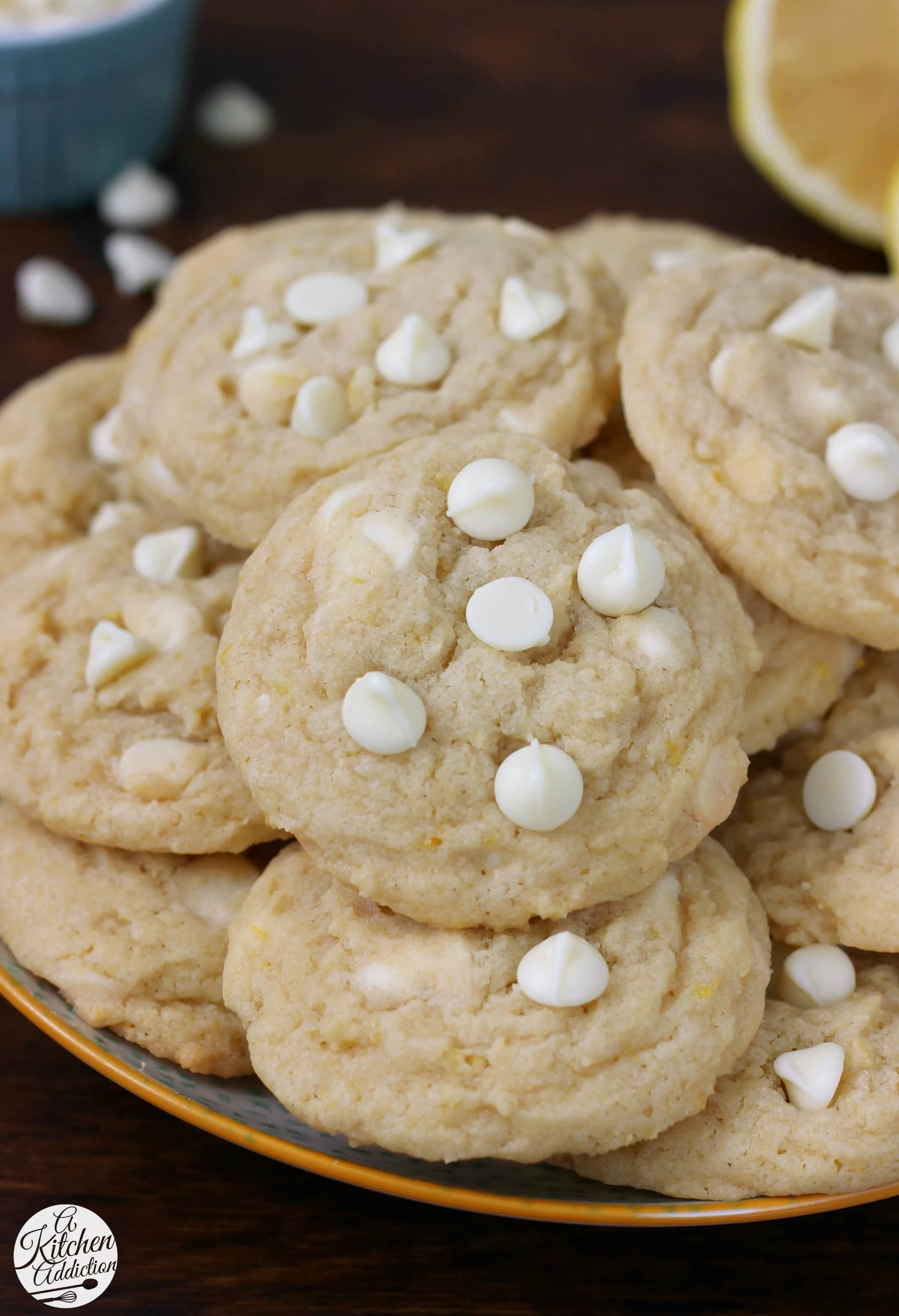 Chewy White Chocolate Lemon Cookies Recipe from A Kitchen Addiction