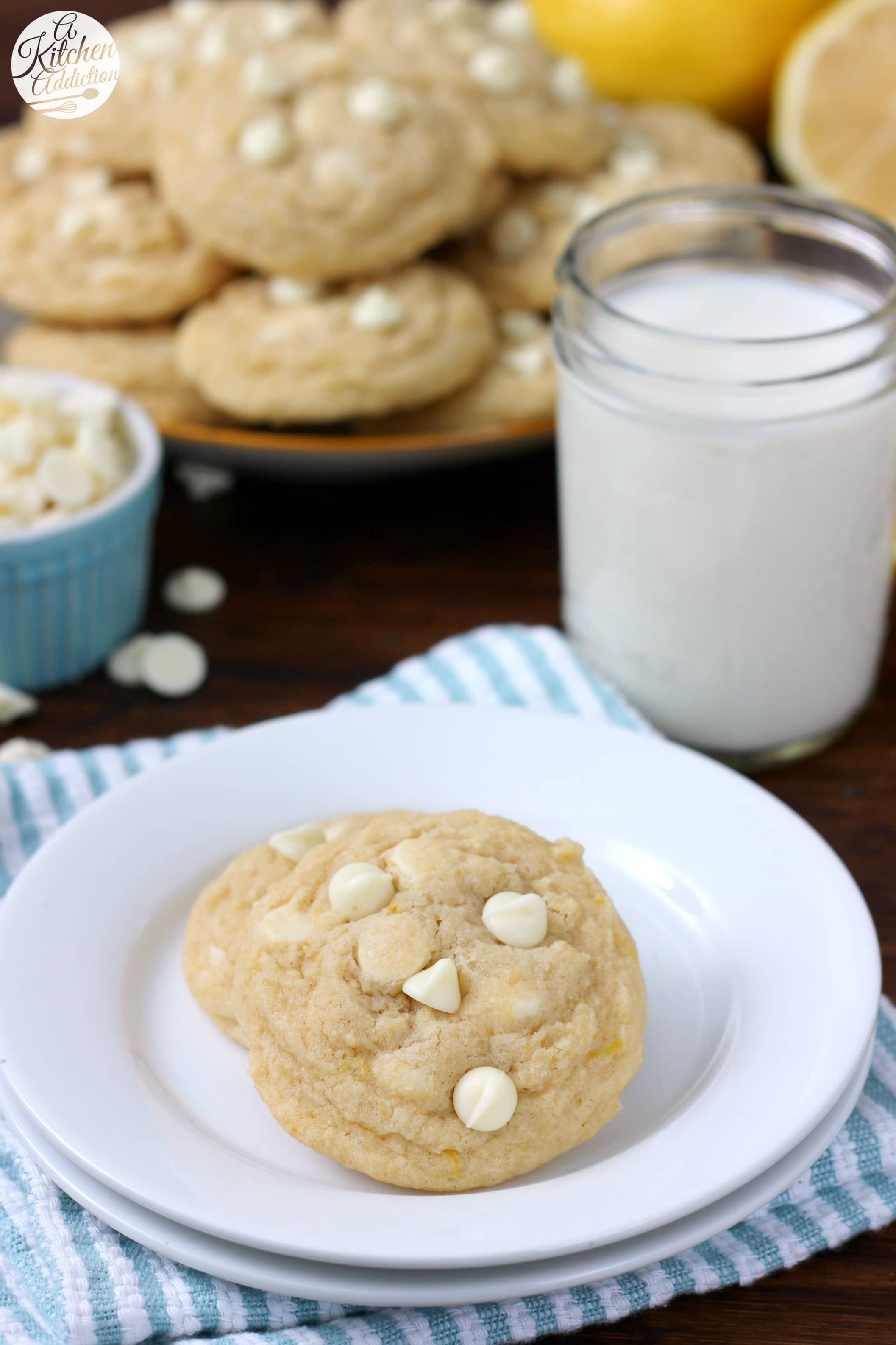 Chewy White Chocolate Lemon Cookies Recipe from A Kitchen Addiction