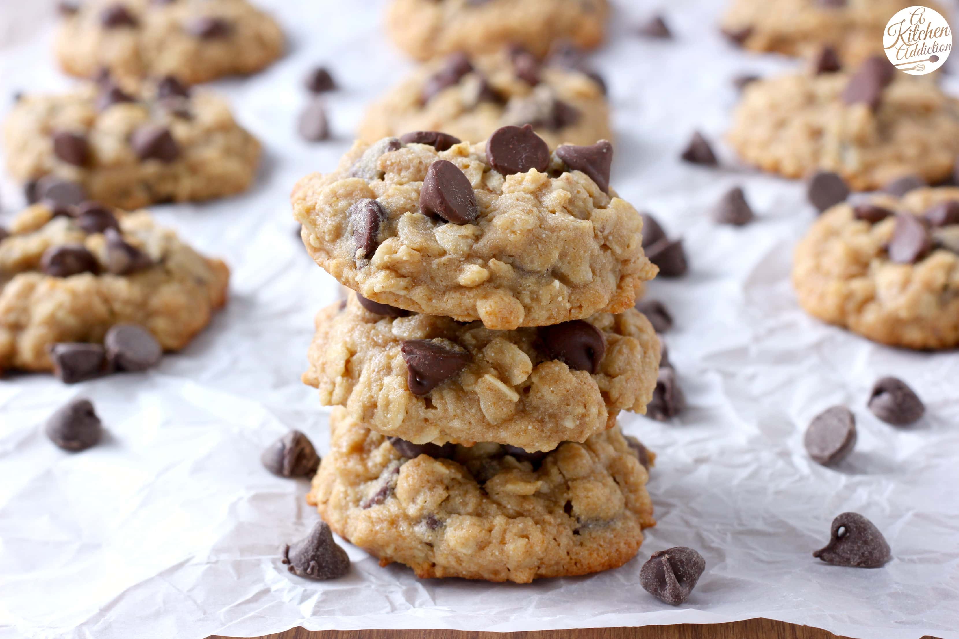 Chocolate Chip Honey Oatmeal Cookies Recipe from A Kitchen Addiction