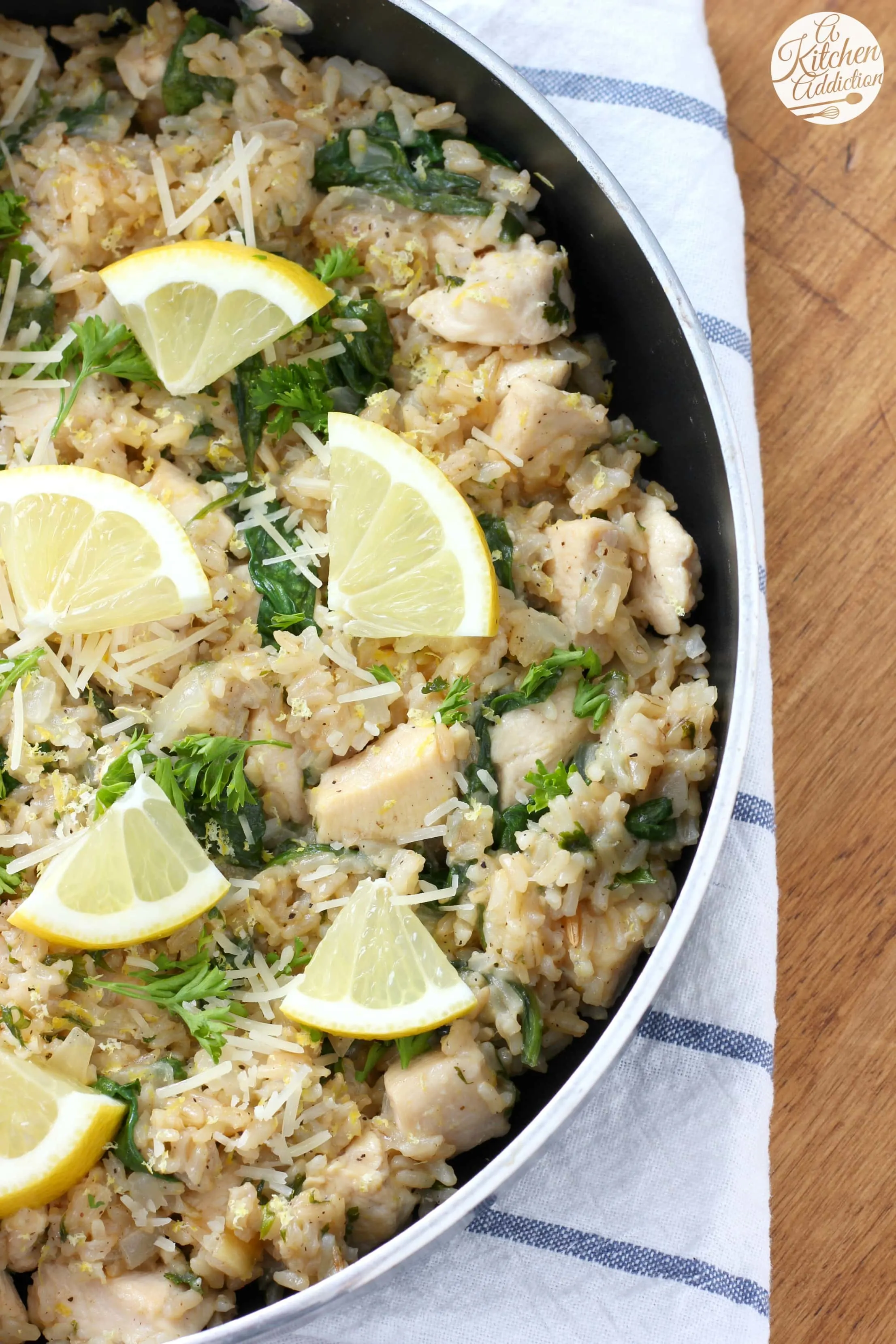 Quick and Easy Lemon Parmesan Chicken and Rice Skillet Recipe from A Kitchen Addiction