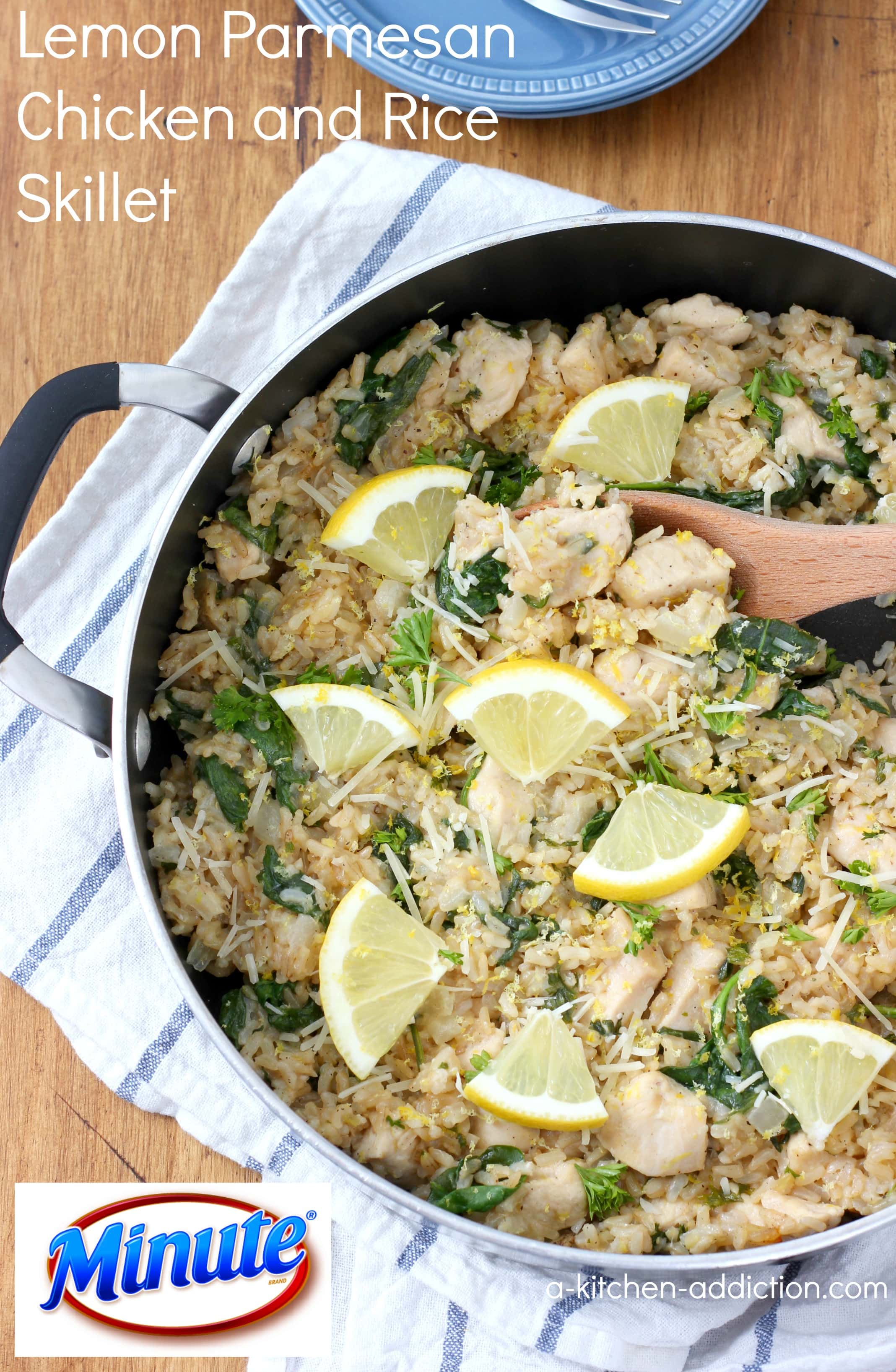 Lemon Parmesan Chicken and Rice Skillet from A Kitchen Addiction