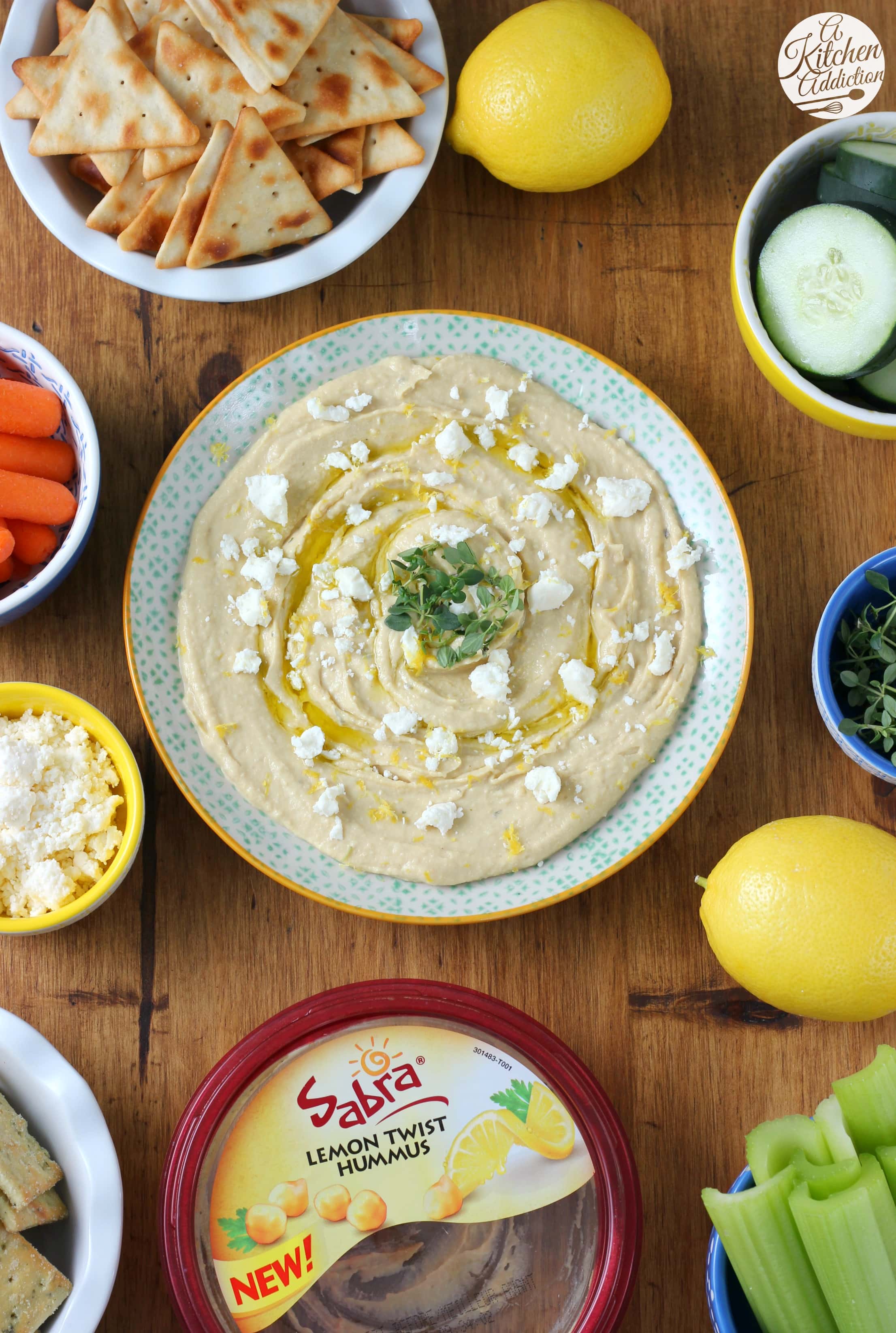 Quick and Easy Lemon Thyme Hummus with Feta