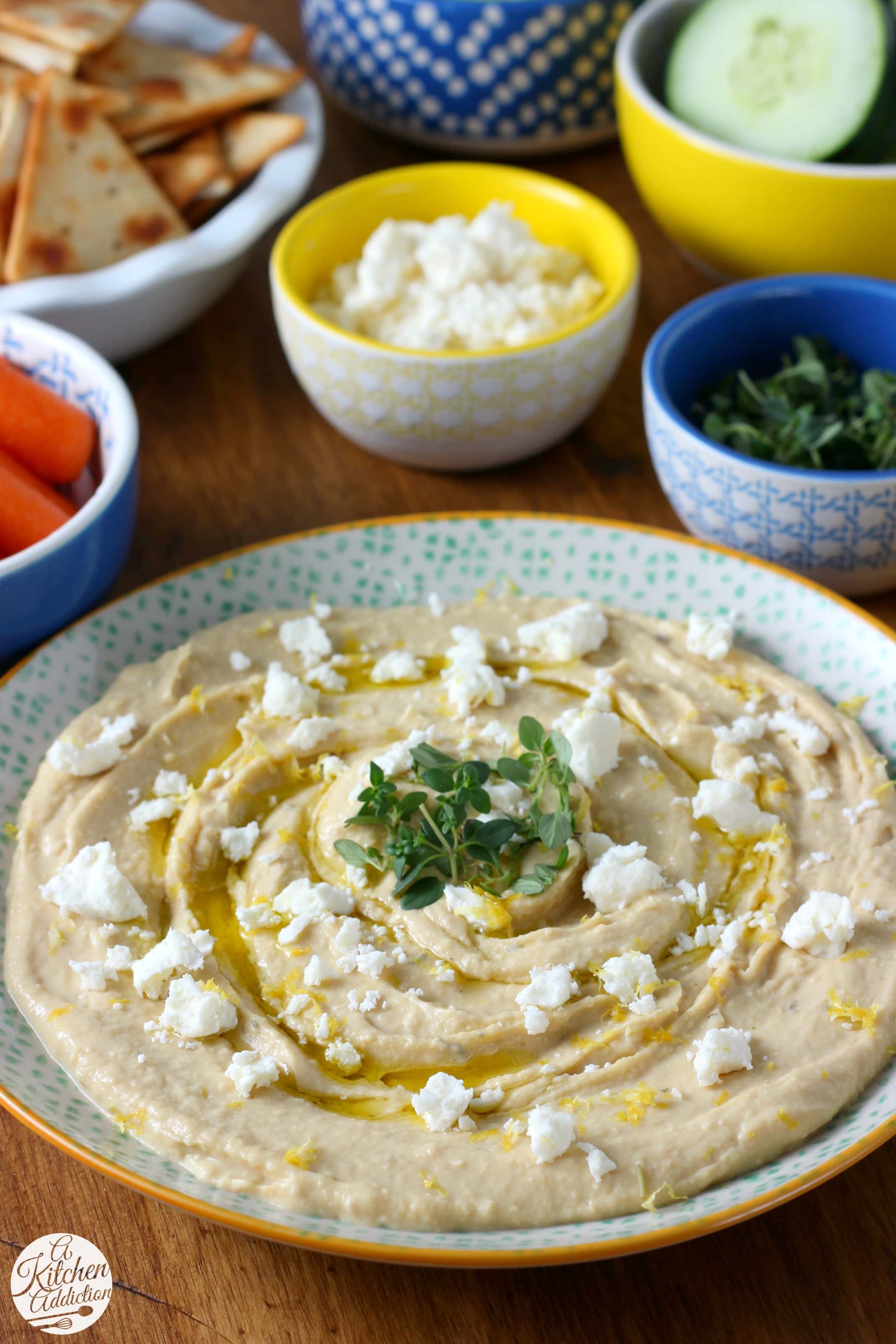 Lemon Thyme Hummus With Feta A Kitchen Addiction