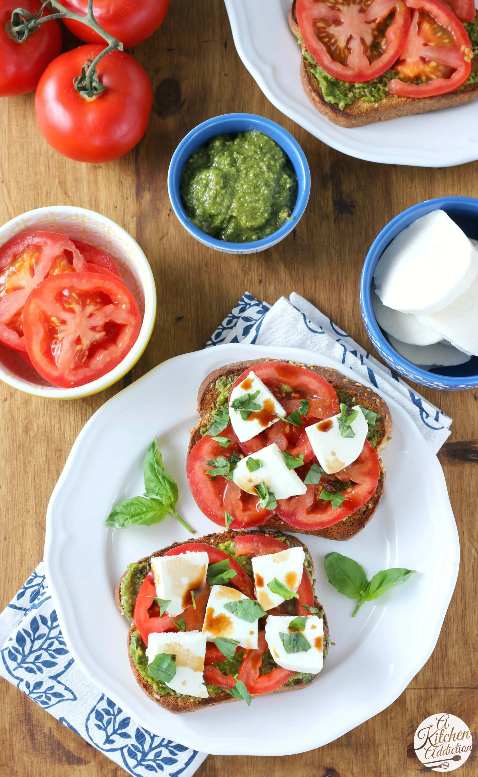 Fresh Pesto Caprese Toast Recipe from A Kitchen Addiction