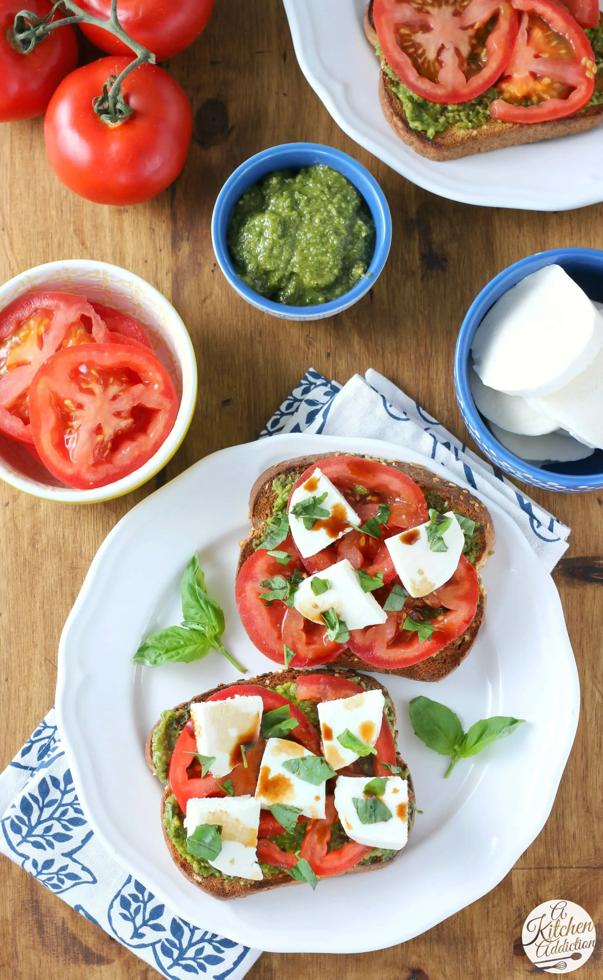 Fresh Pesto Caprese Toast Recipe from A Kitchen Addiction