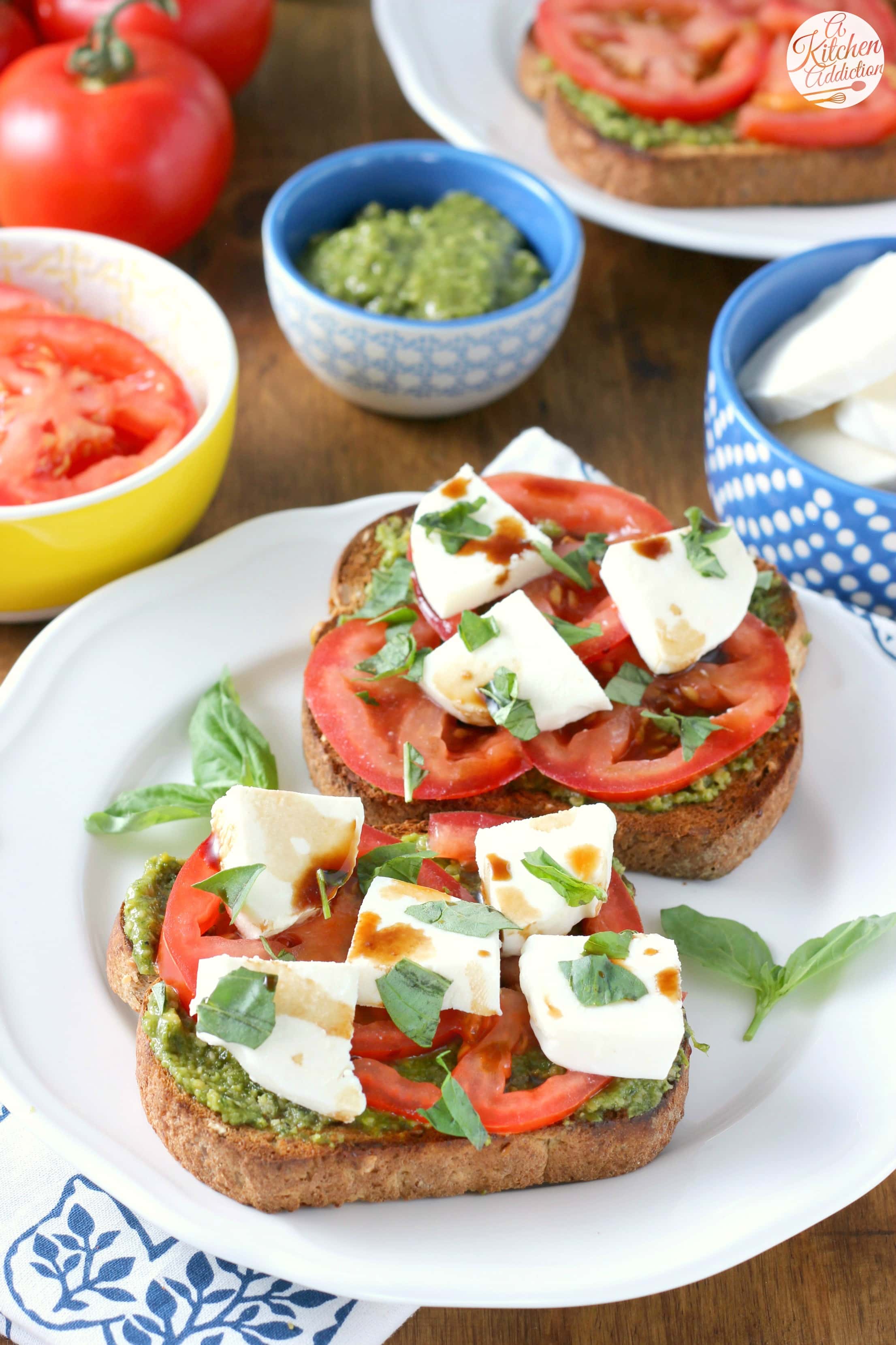 Pesto Caprese Toast Recipe from A Kitchen Addiction