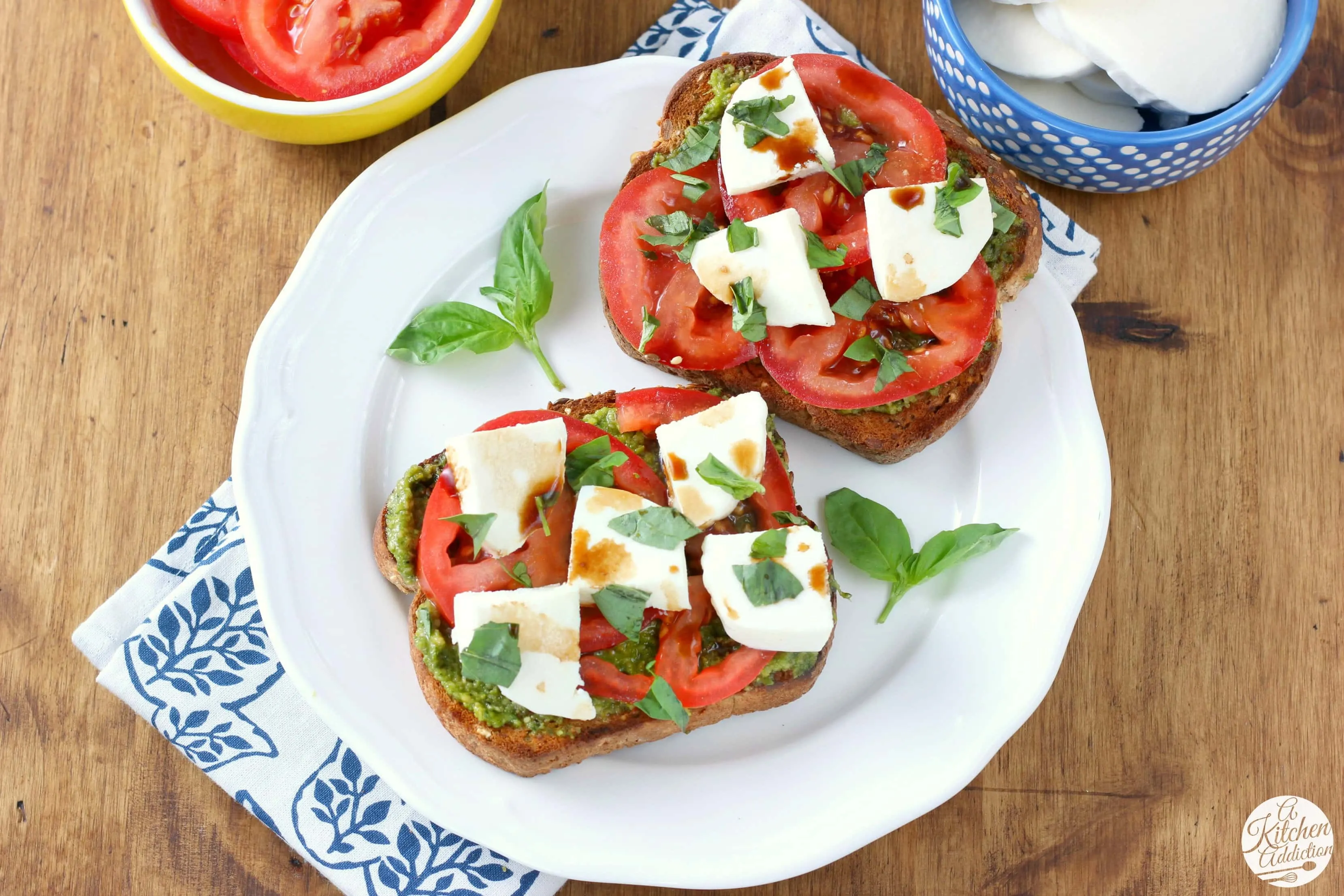 Pesto Caprese Toast Recipe from A Kitchen Addiction