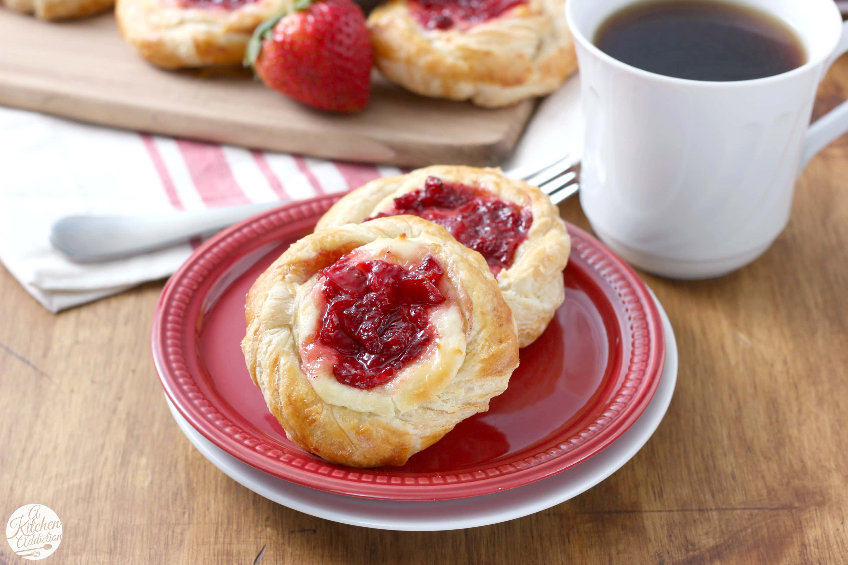 Strawberries and Cream Danishes Recipe from A Kitchen Addiction