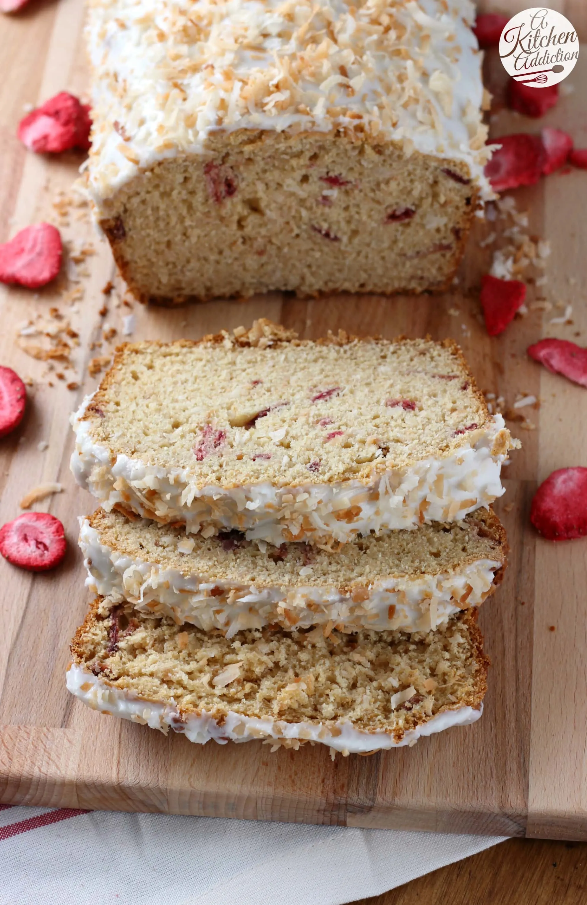 Strawberry Coconut Yogurt Quick Bread Recipe from A Kitchen Addiction