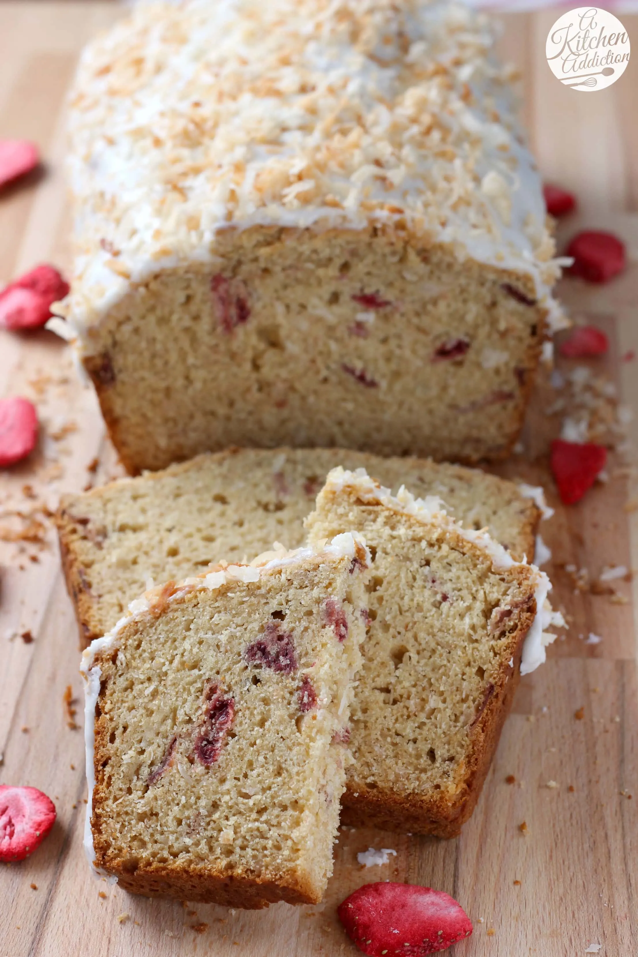 Strawberry Coconut Yogurt Quick Bread Recipe from A Kitchen Addiction