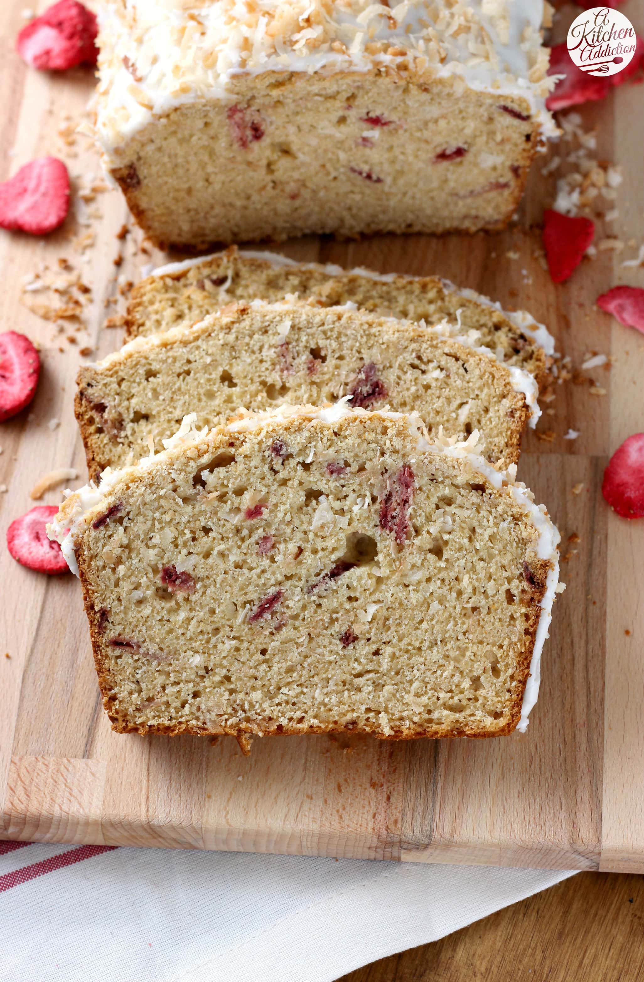 Strawberry Coconut Yogurt Quick Bread Recipe from A Kitchen Addiction