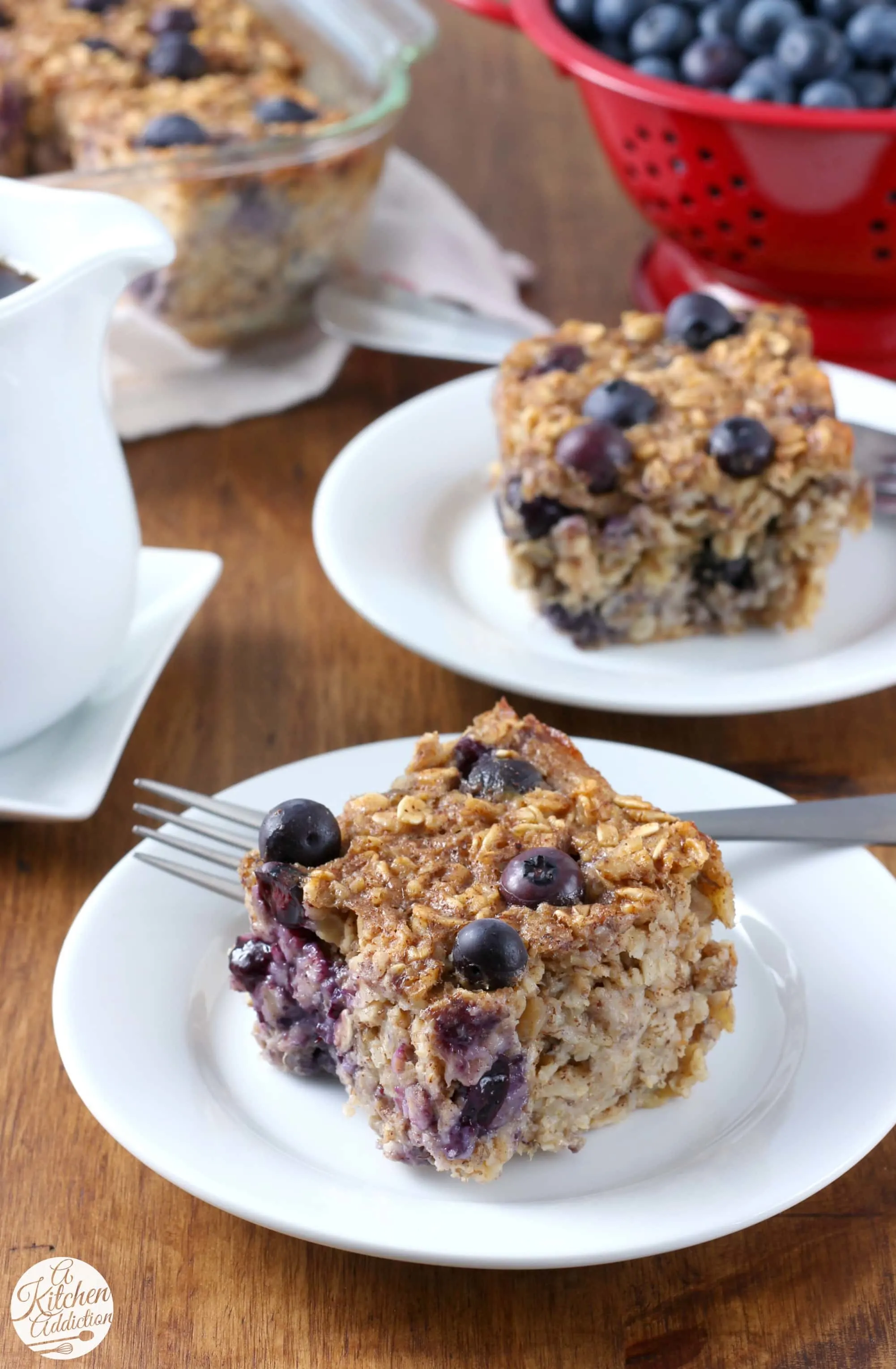 Hearty Blueberry Banana Bread Baked Oatmeal Recipe from A Kitchen Addiction