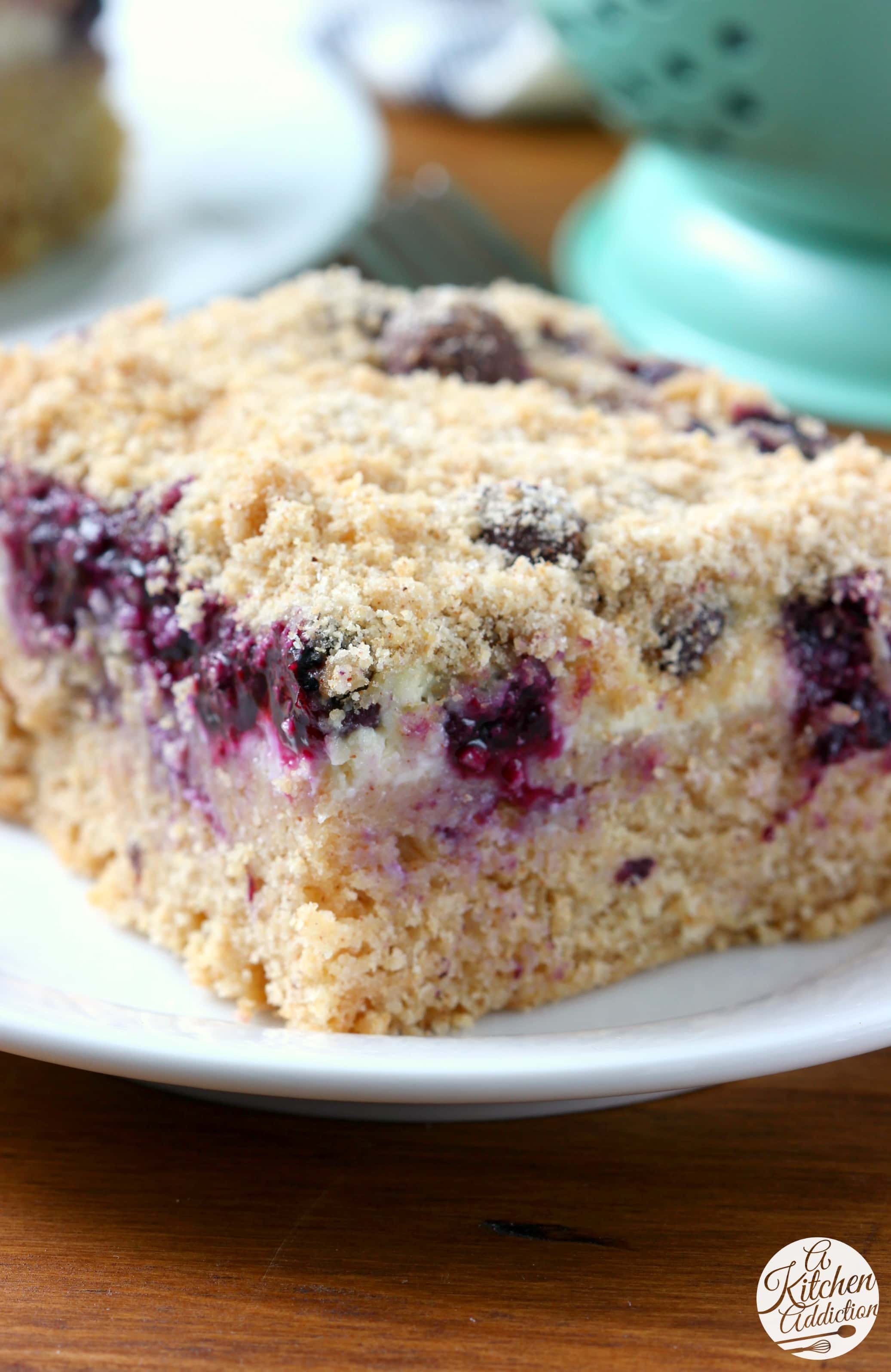 Blueberry Cream Cheese Coffee Cake Recipe from A Kitchen Addiction