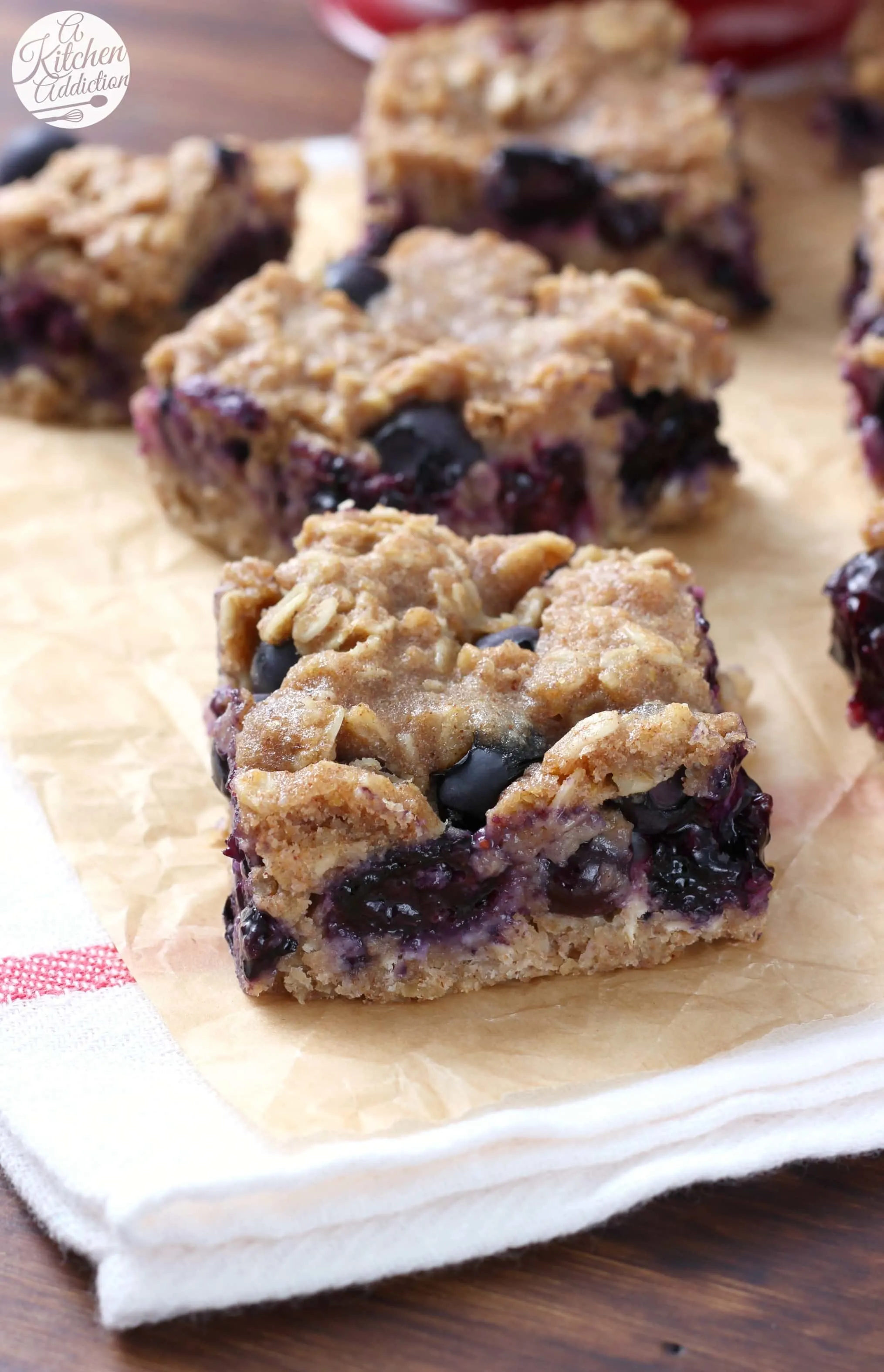 Healthy Blueberry Oat Snack Bars Recipe from A Kitchen Addiction