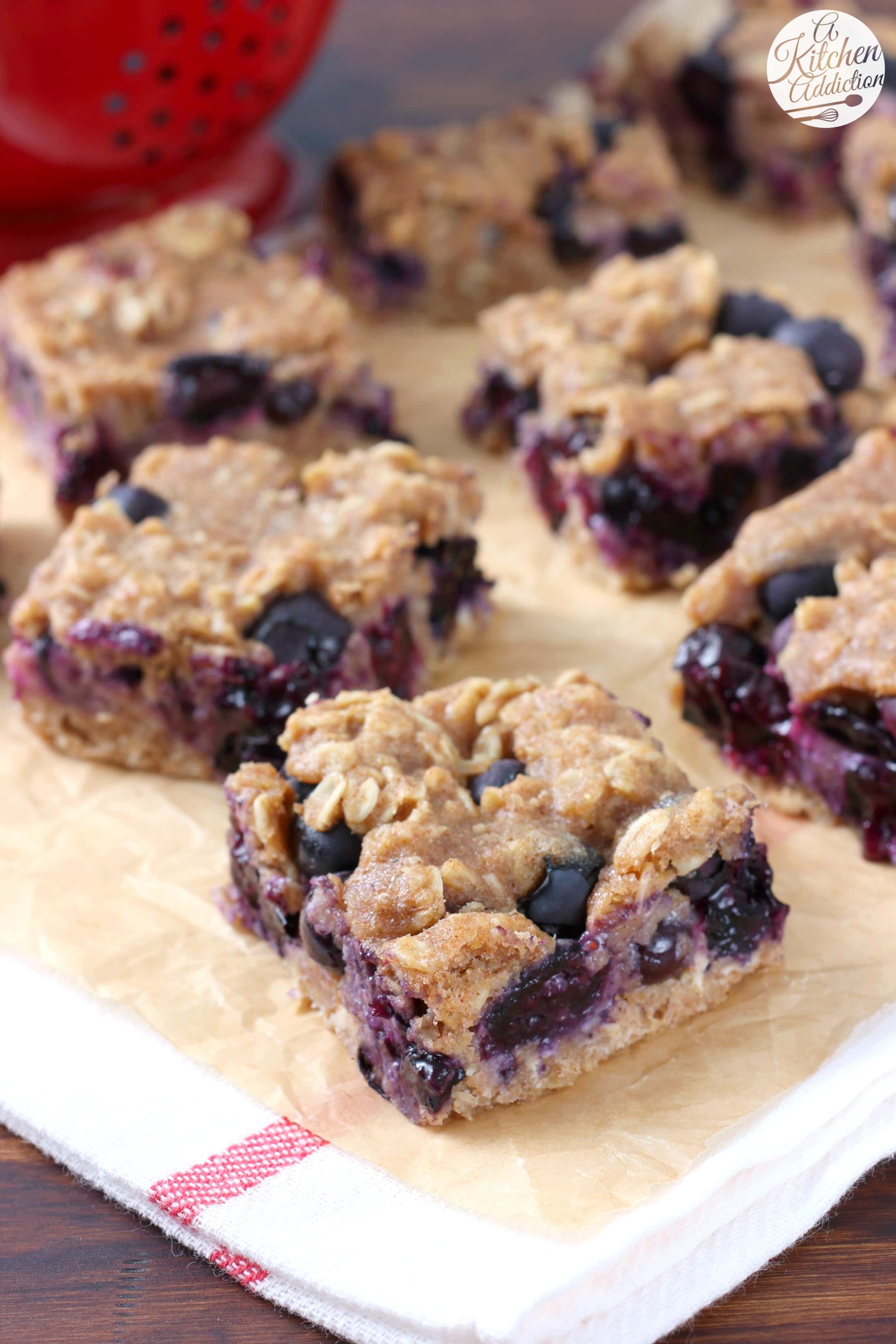 Easy Blueberry Oat Snack Bars Recipe from A Kitchen Addiction