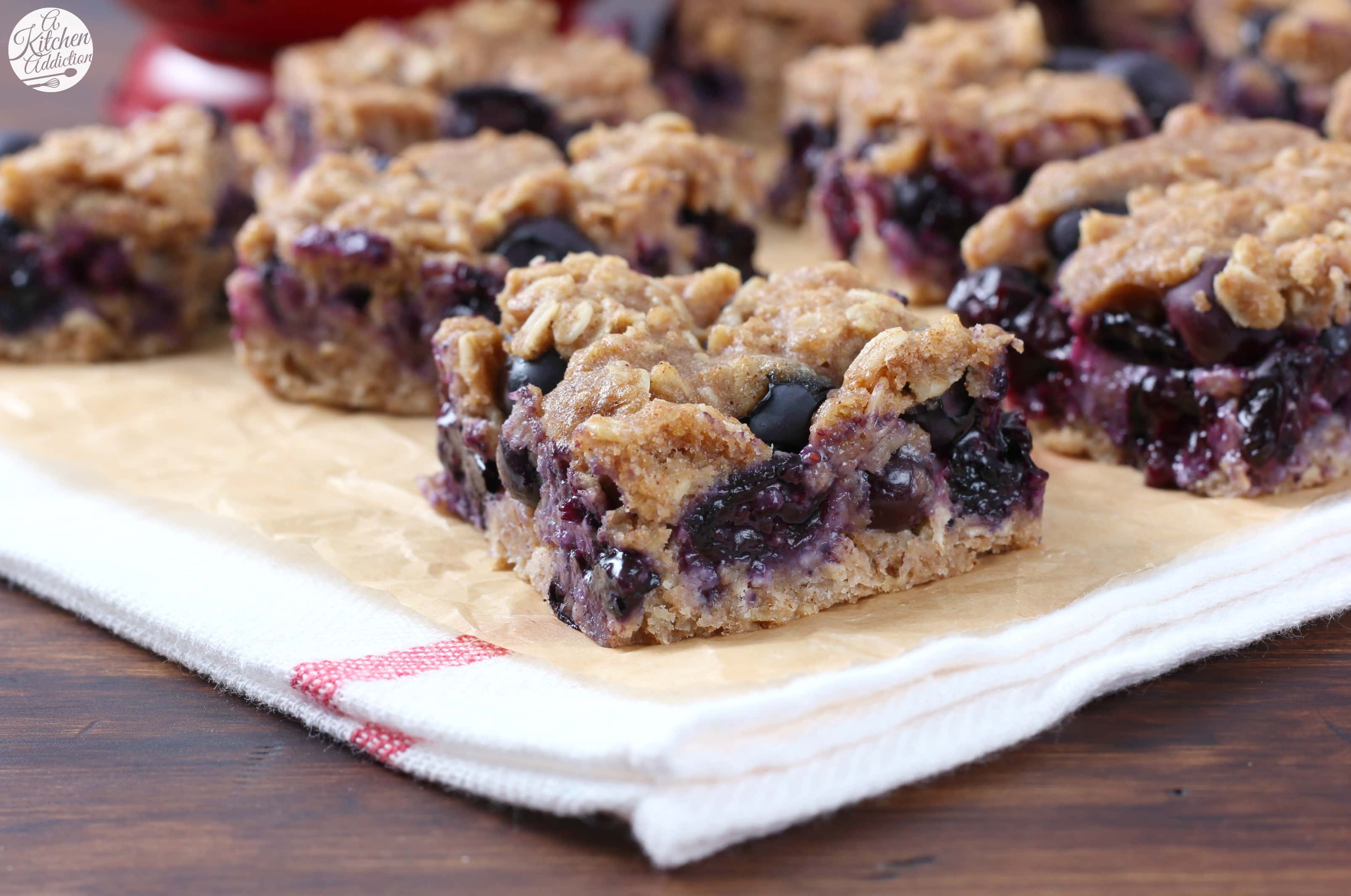 Healthy Blueberry Oat Snack Bars Recipe from A Kitchen Addiction