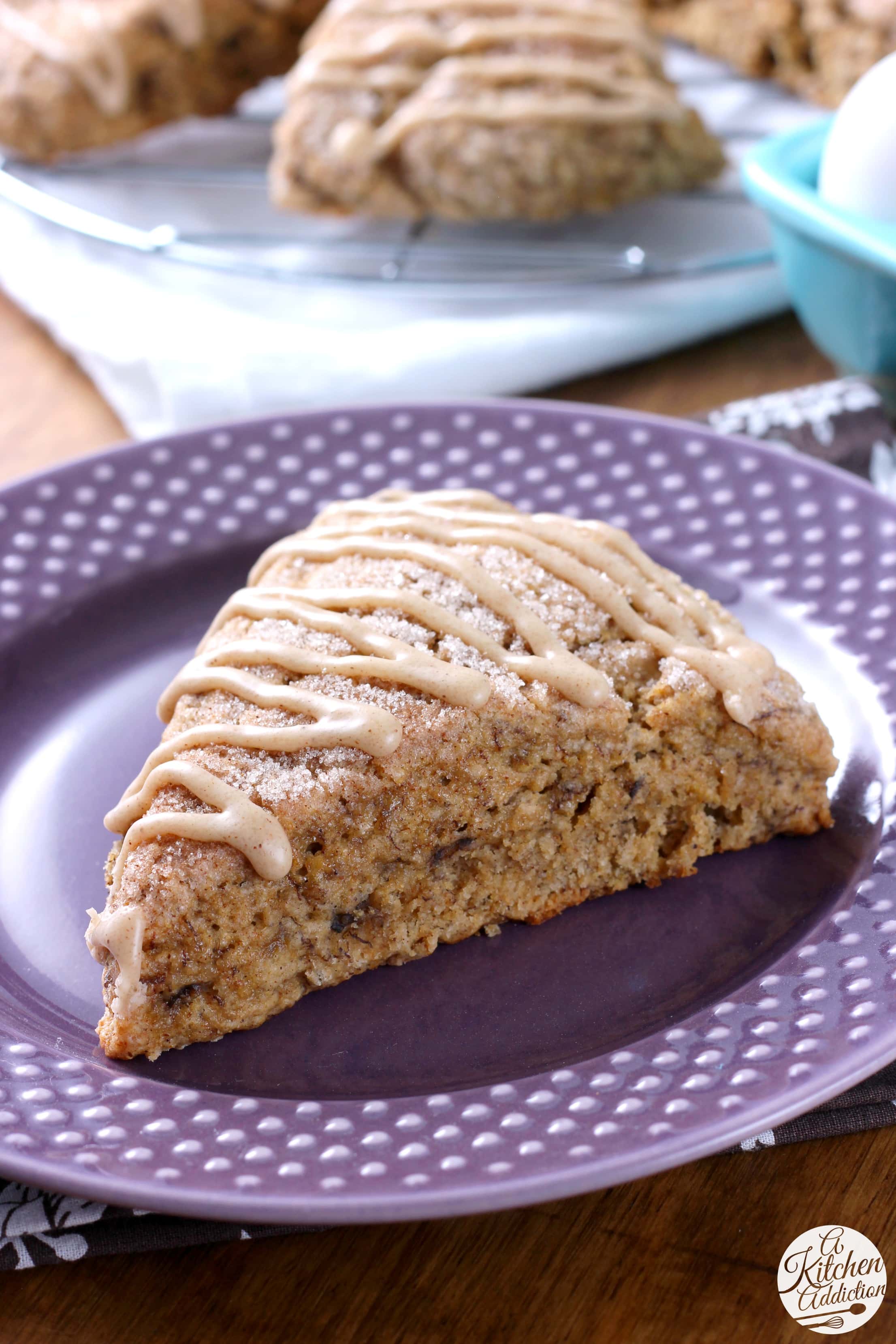 Honey Cinnamon Banana Bread Scones Recipe from A Kitchen Addiction