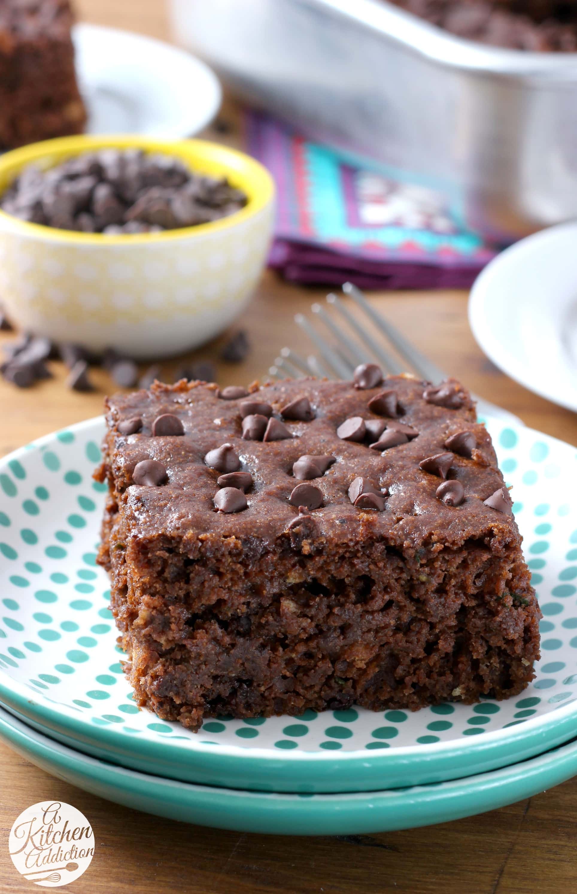 One Bowl Chocolate Zucchini Snack Cake - A Kitchen Addiction