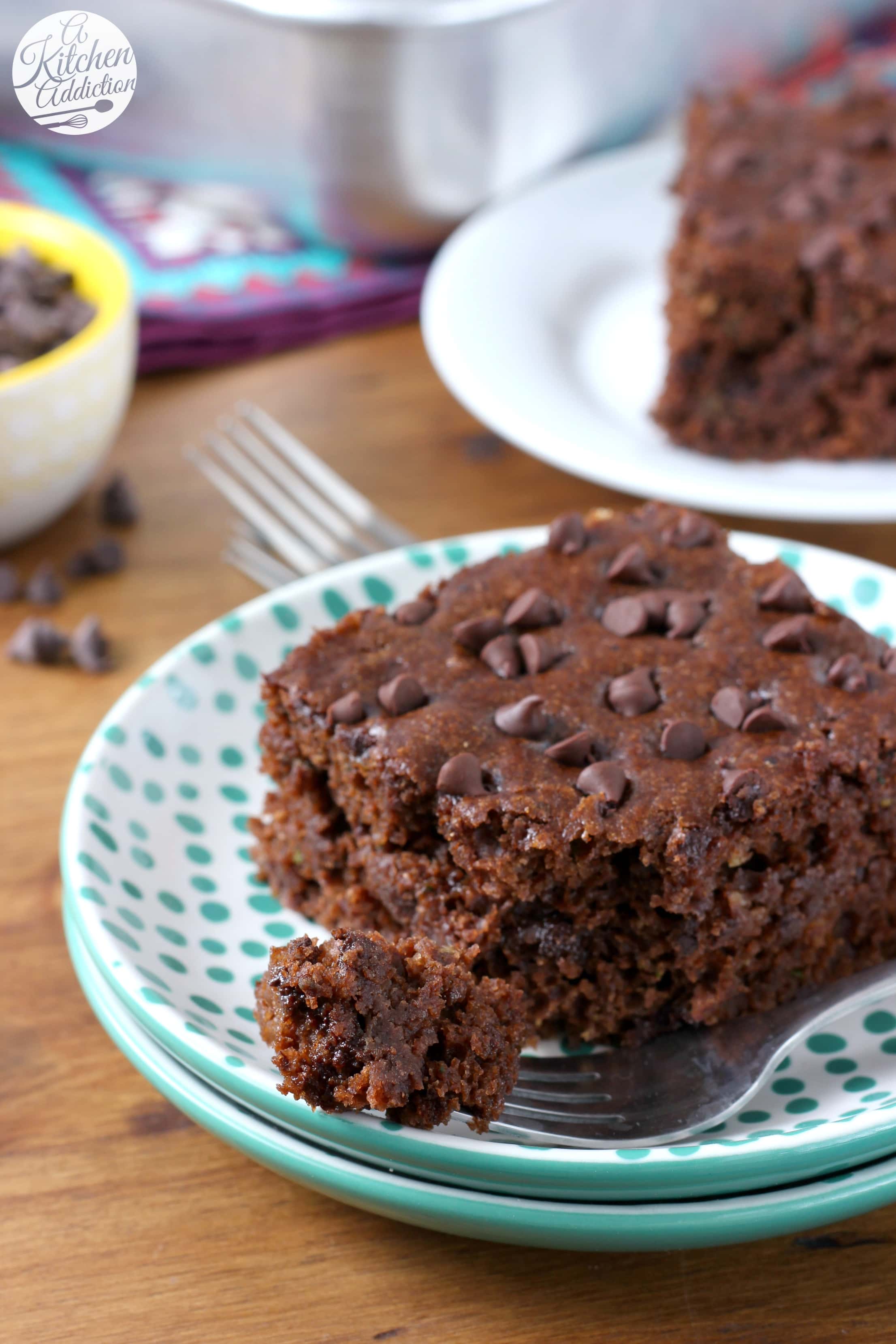 Easy Chocolate Zucchini Snack Cake Recipe from A Kitchen Addiction