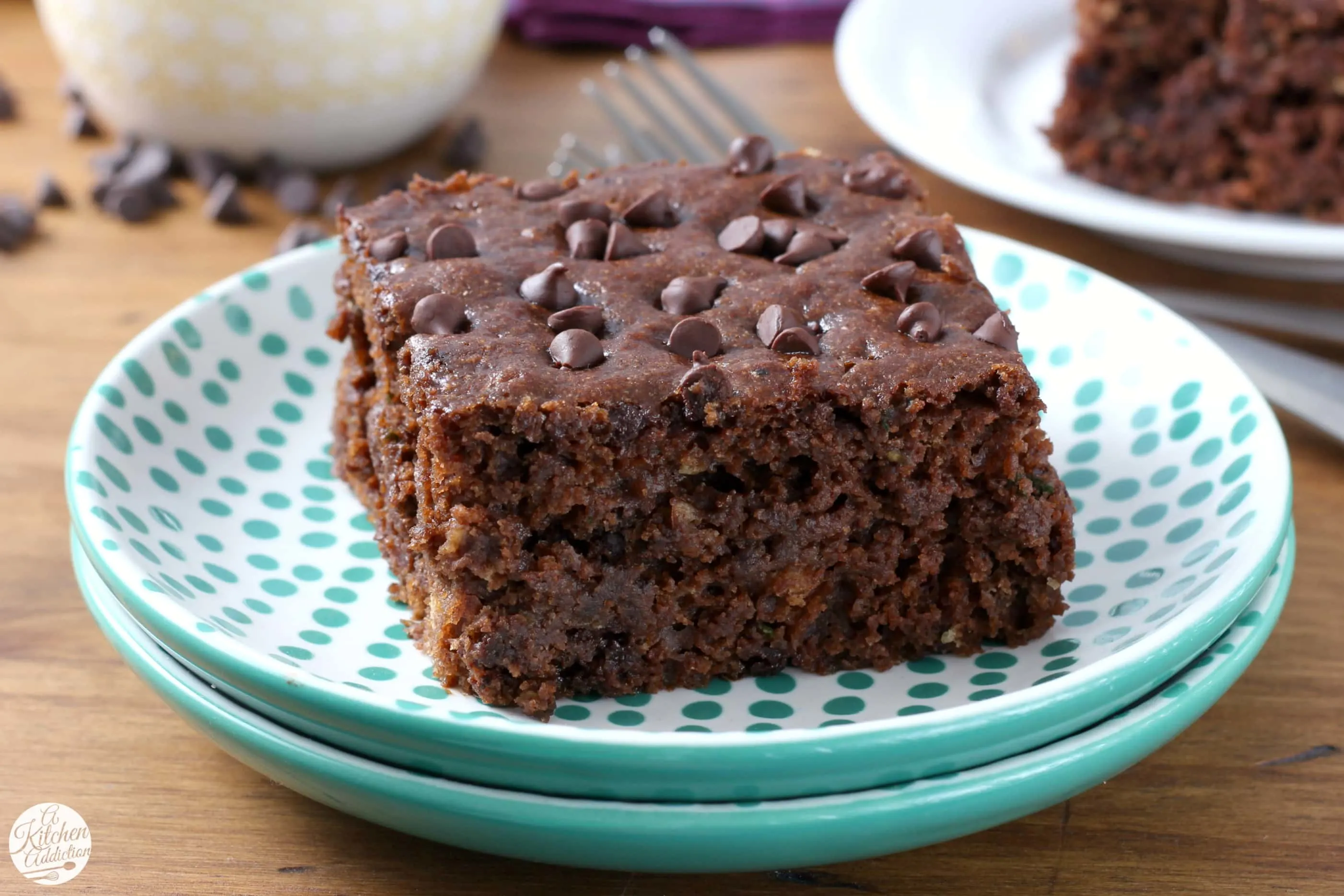 One Bowl Chocolate Zucchini Snack Cake Recipe from A Kitchen Addiction