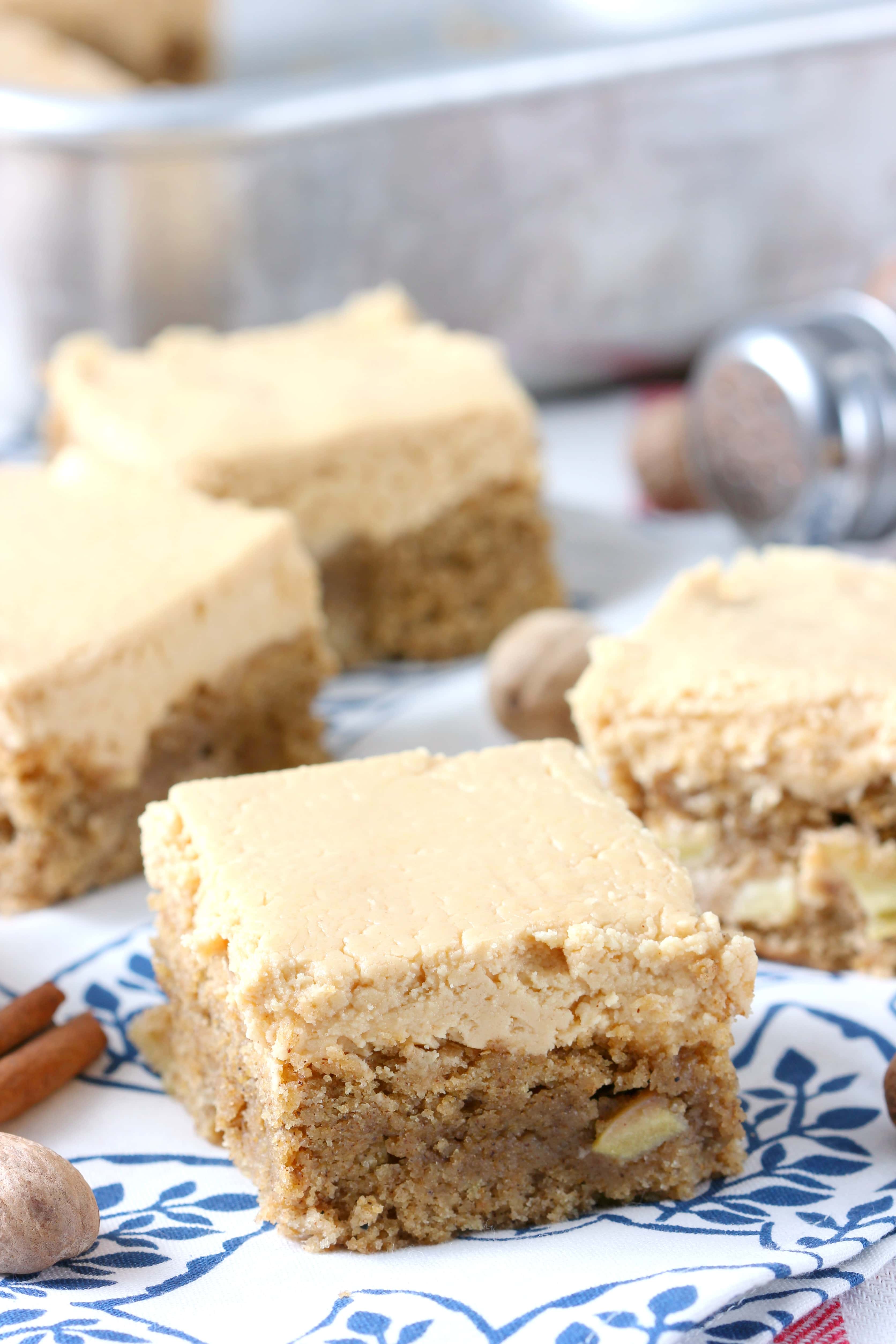 Spiced Apple Bars with Peanut Butter Buttercream Recipe from A Kitchen Addiction