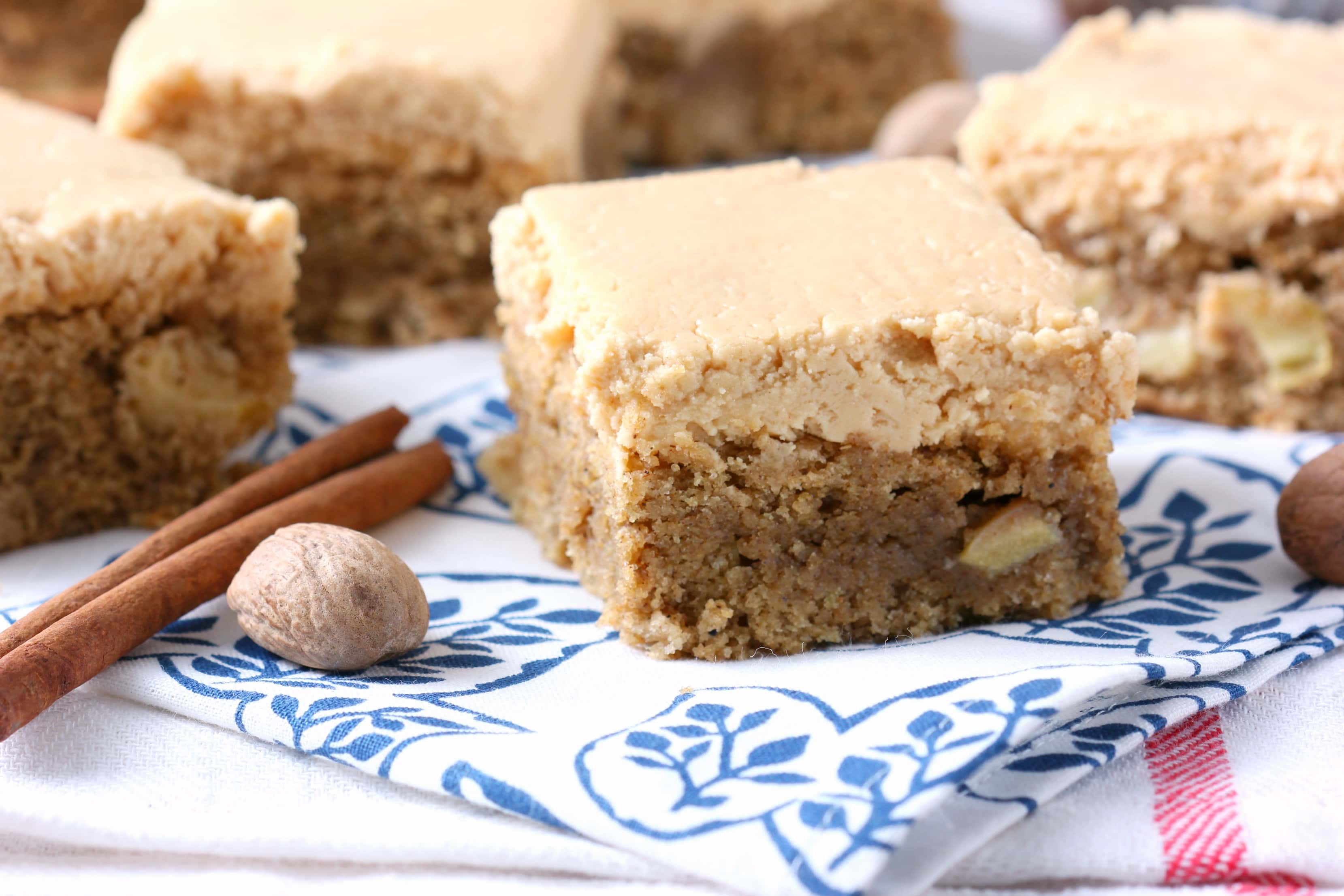 Spiced Apple Bars with Peanut Butter Buttercream Recipe from A Kitchen Addiction