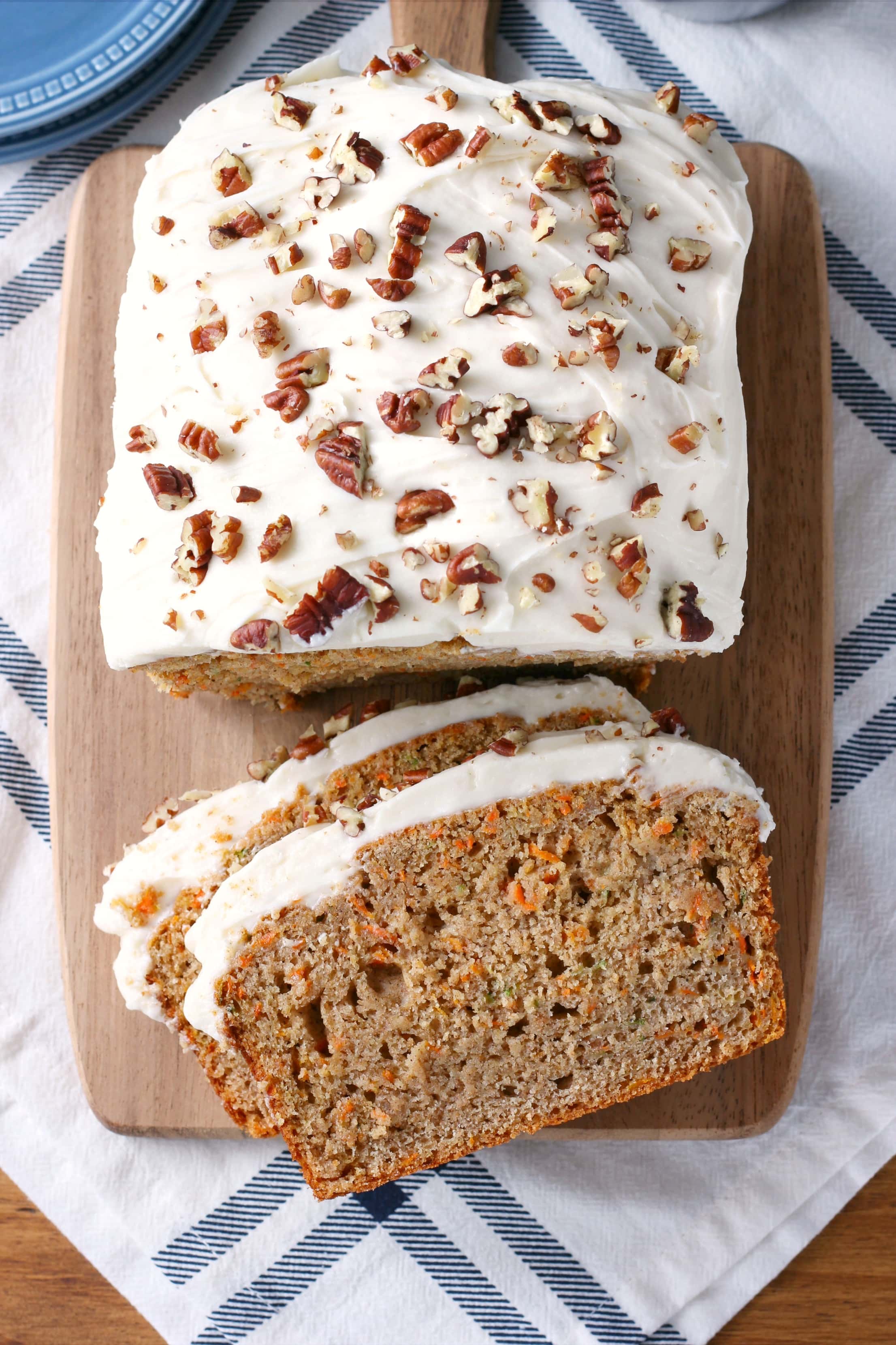 Zucchini Carrot Cake Bread with Cream Cheese Frosting Recipe from A Kitchen Addiction