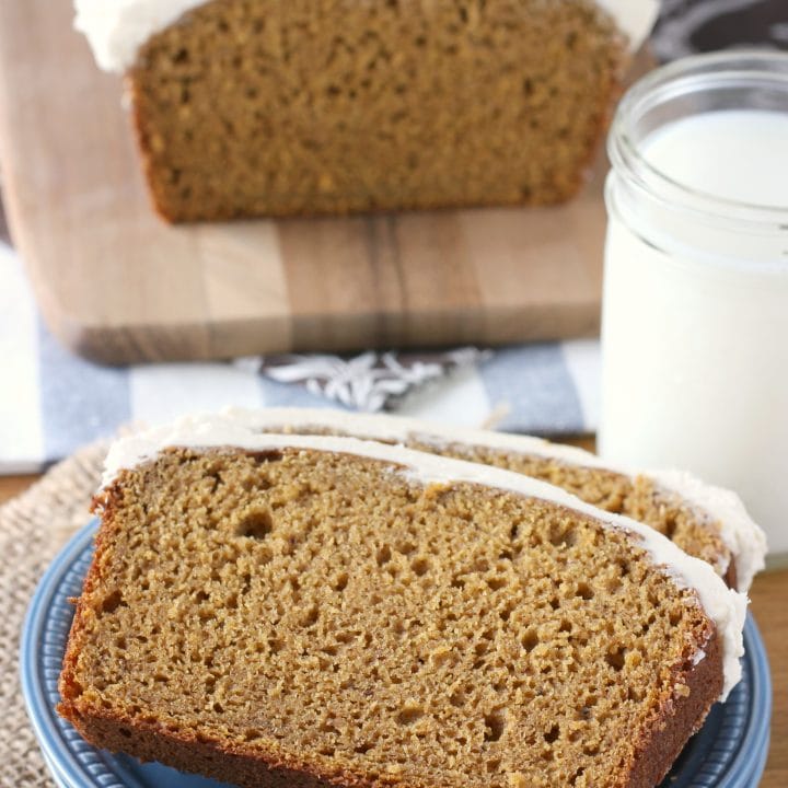 Pumpkin Bread with Maple Buttercream Frosting Recipe from A Kitchen Addiction
