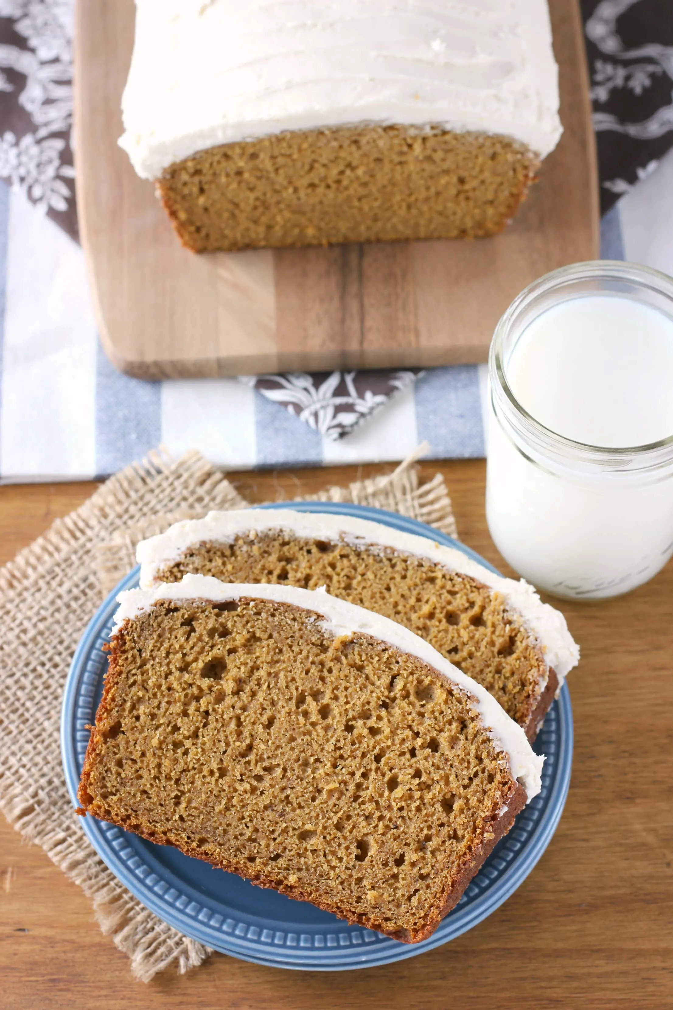 Pumpkin Quick Bread with Maple Buttercream Frosting Recipe from A Kitchen Addiction