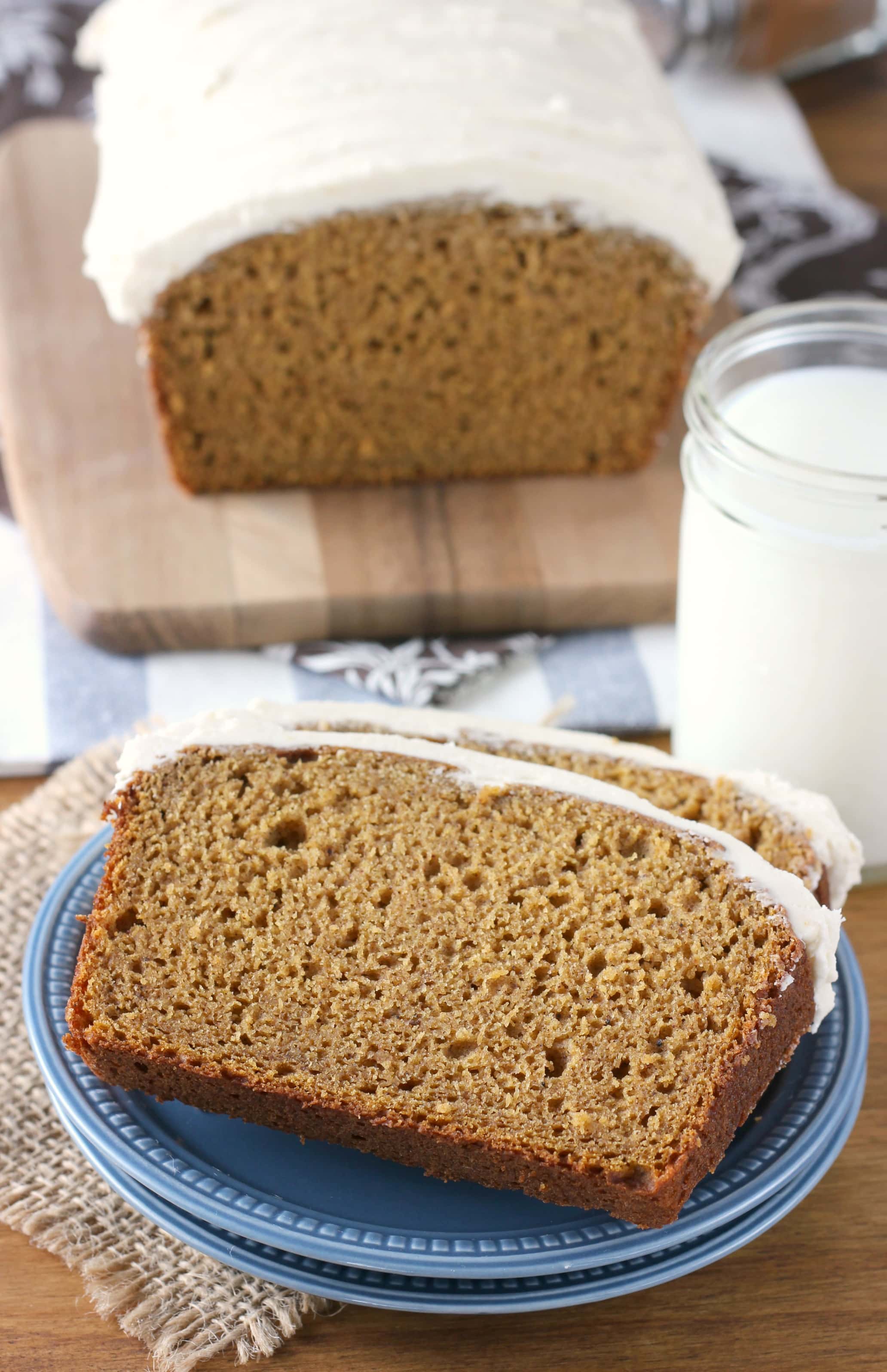 Pumpkin Bread with Maple Buttercream Frosting Recipe from A Kitchen Addiction