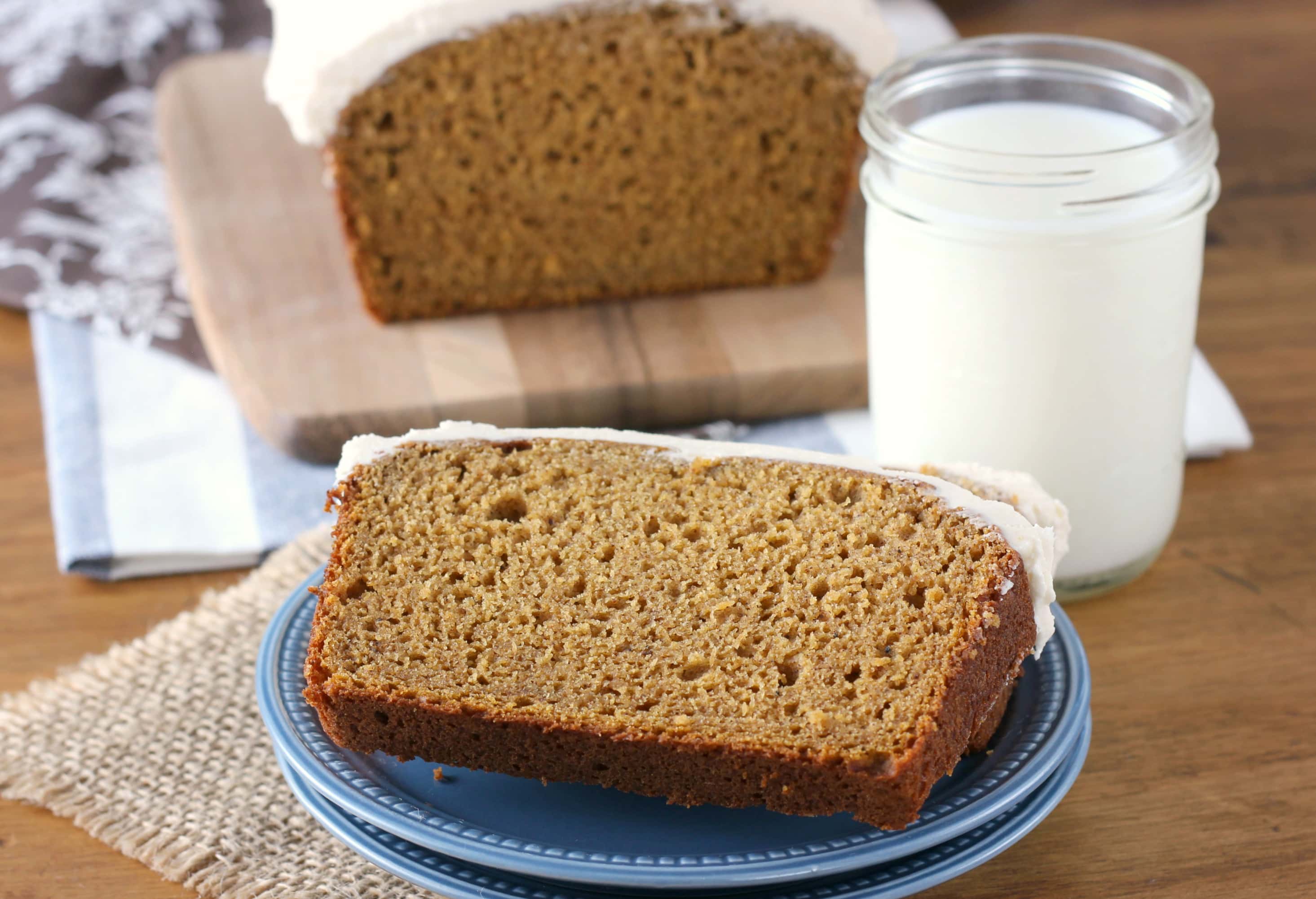 Pumpkin Bread with Maple Buttercream Frosting Recipe from A Kitchen Addiction