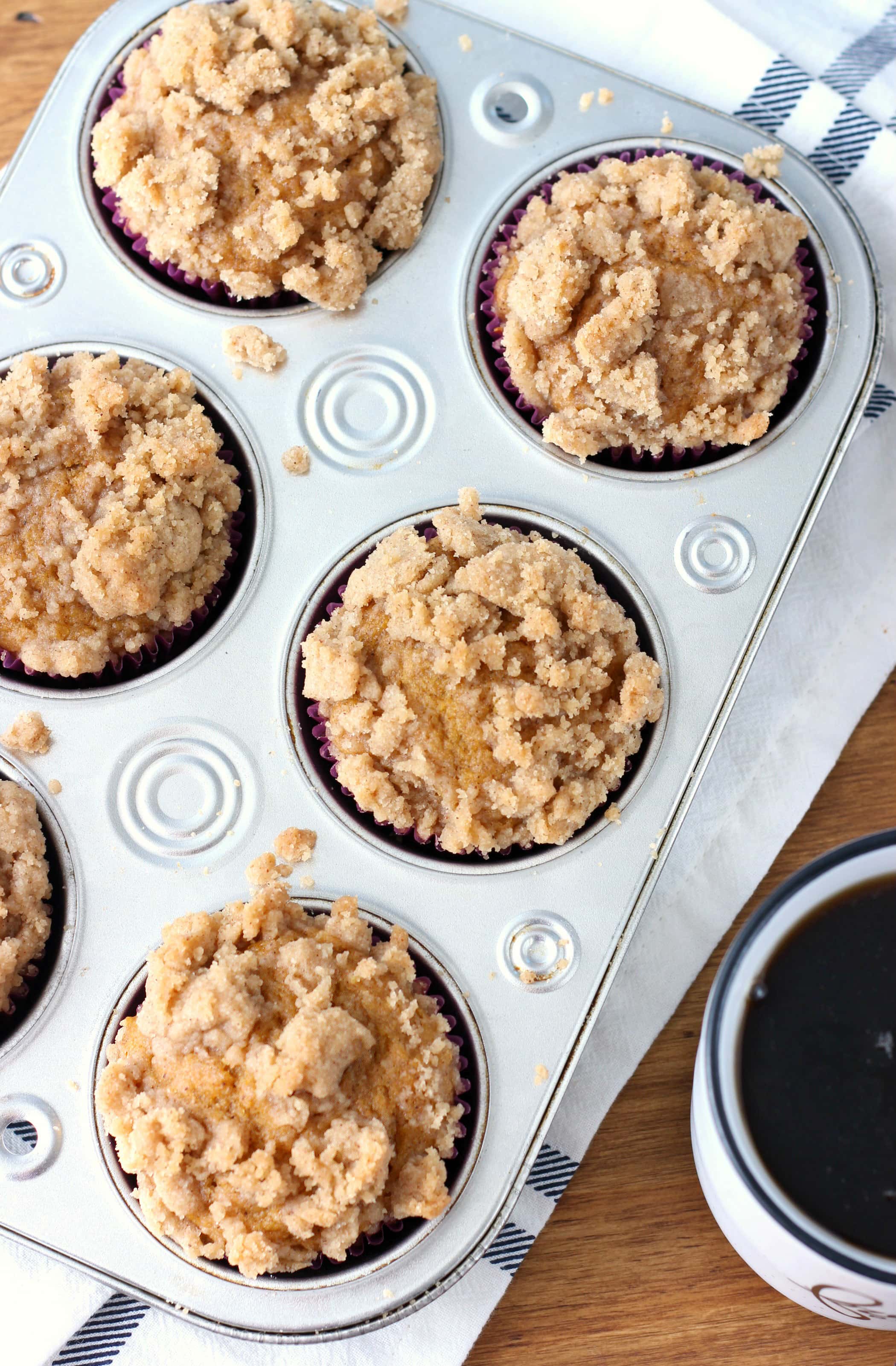 Easy Pumpkin Coffee Cake Muffins Recipe from A Kitchen Addiction