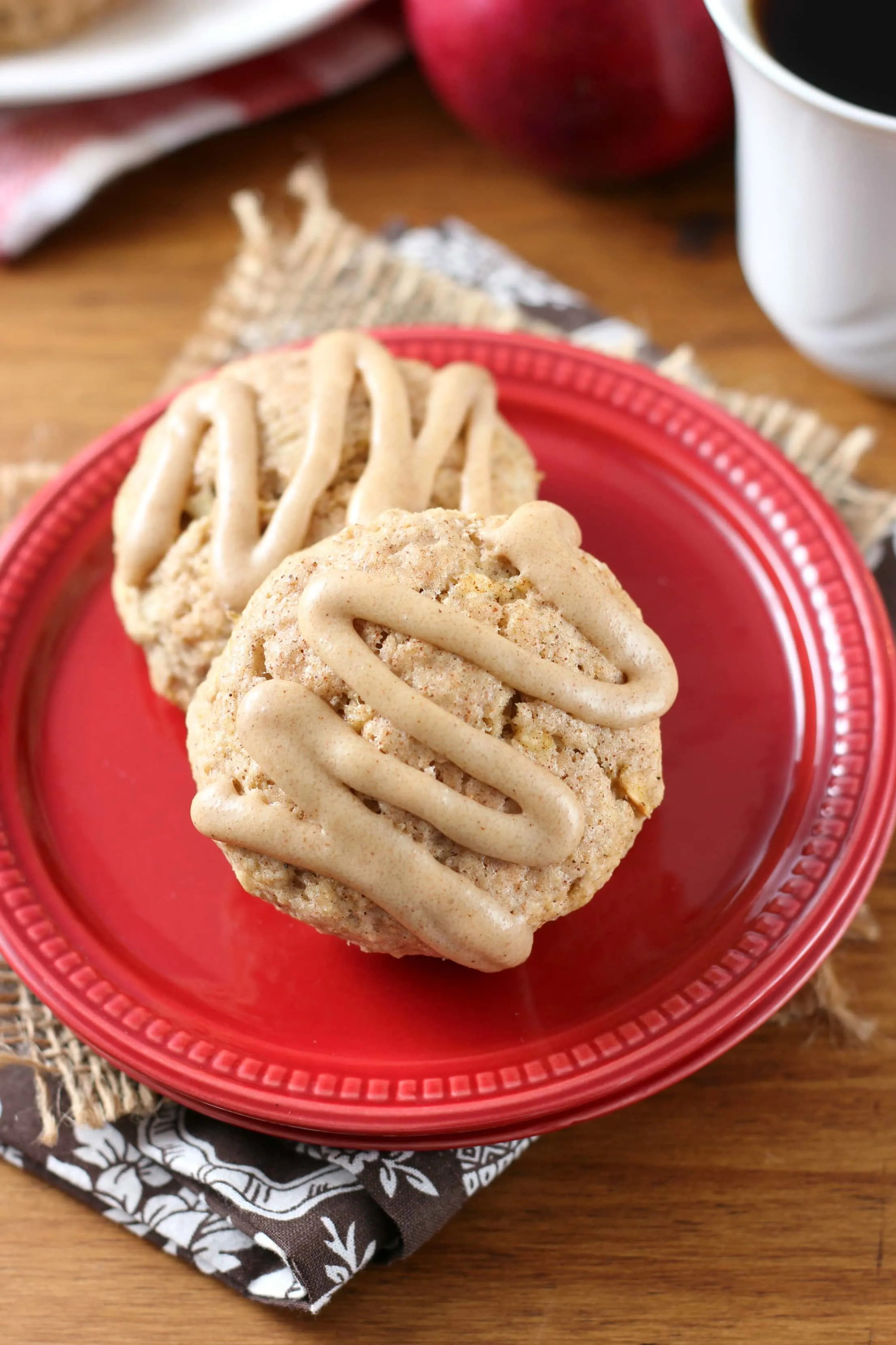 Apple Cider Scones with Brown Sugar Cinnamon Glaze from A Kitchen Addiction