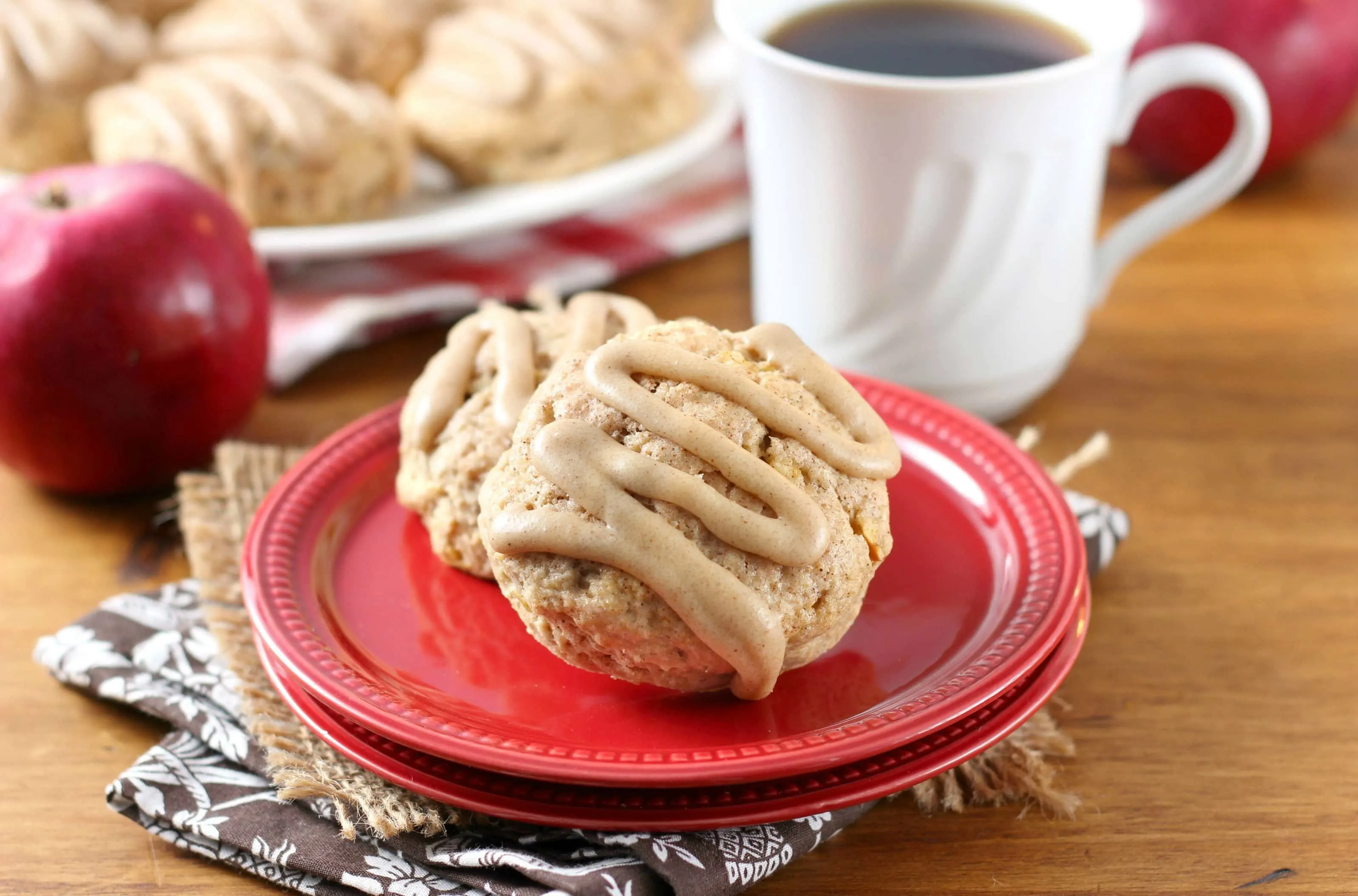 Apple Cider Scones with Cinnamon Brown Sugar Glaze Recipe from A Kitchen Addiction