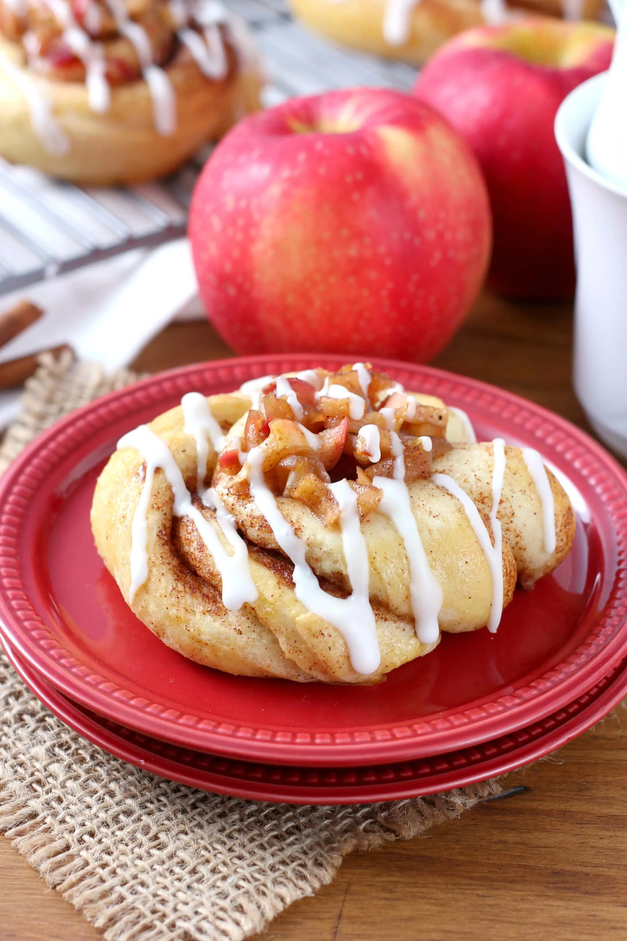 Tender, flaky Apple Pie Filled Cinnamon Twists Recipe from A Kitchen Addiction