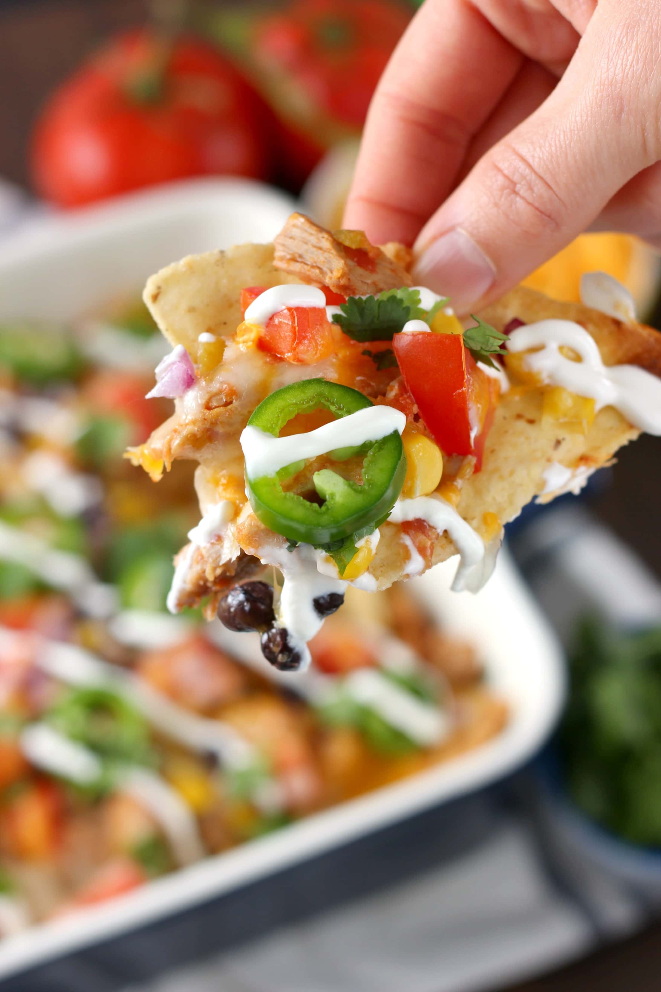 Loaded Southwestern Pork Nachos Recipe from A Kitchen Addiction